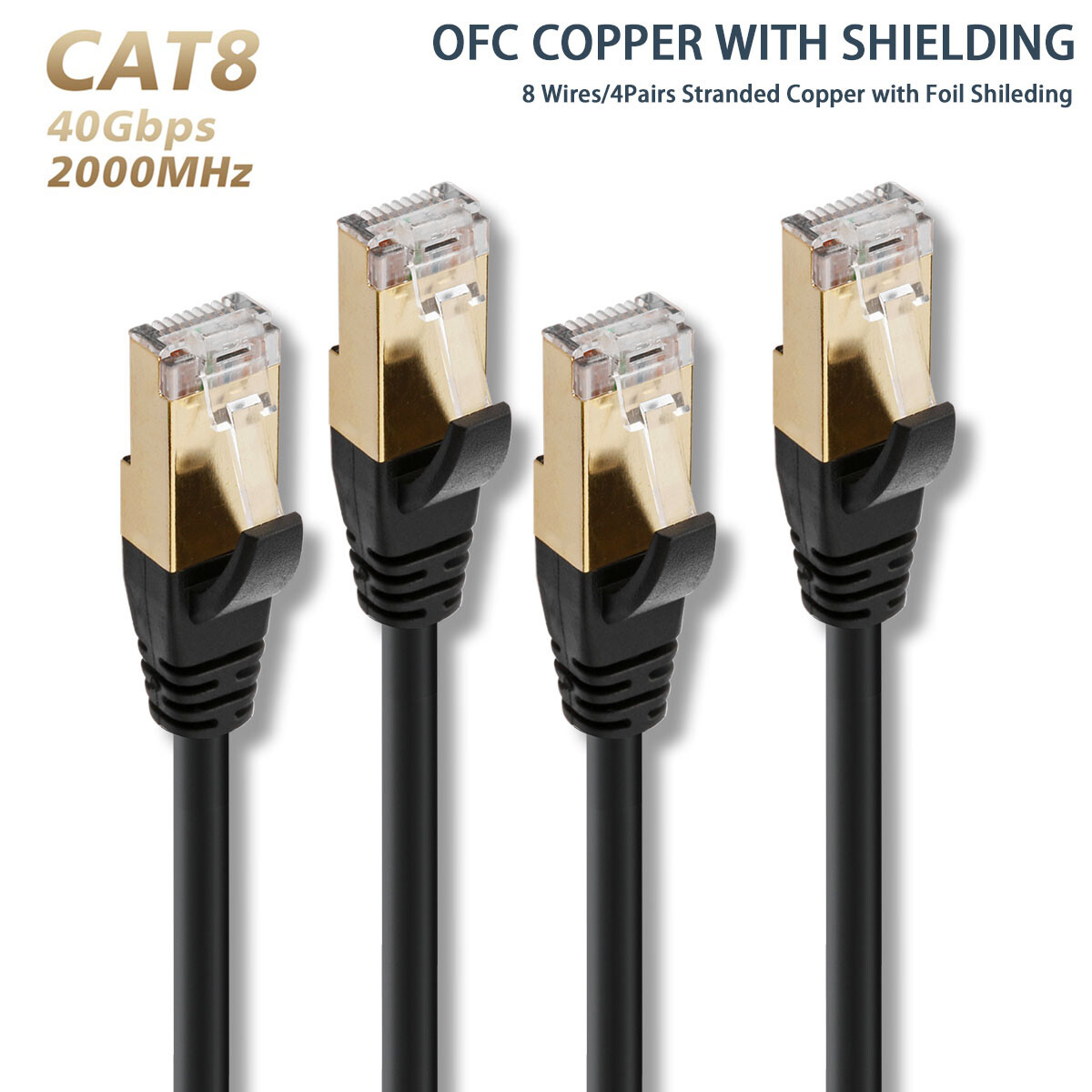 2x Cat8 Ethernet Cable Lan Network Patch Cord 40Gbps - 6ft 10ft 15ft 30ft Lot