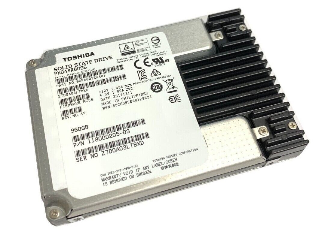 Toshiba Enterprise 960GB MLC SAS 12Gbps 2.5" PX04SRB096 PLP