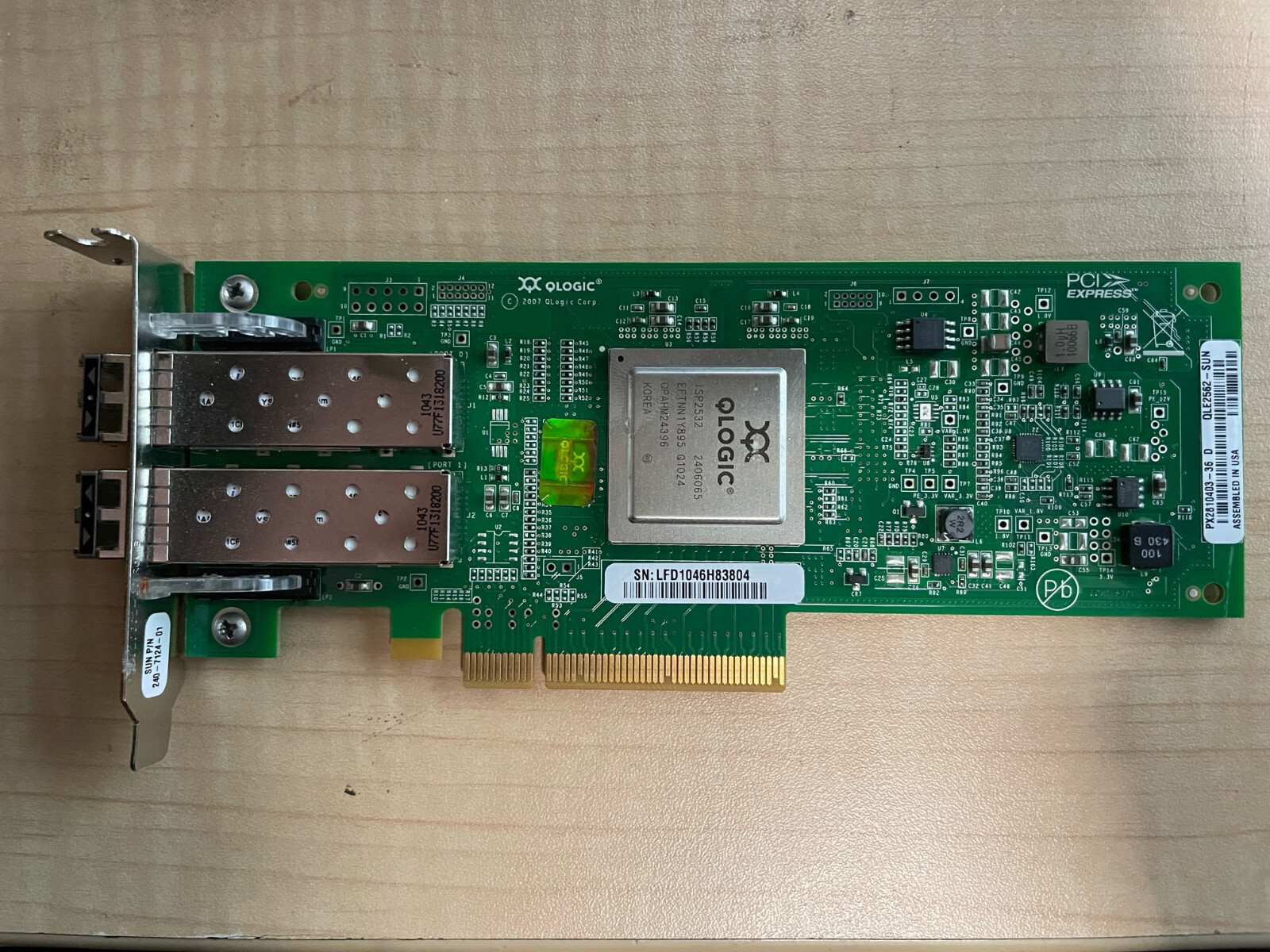 QLogic 371-4325-02 QLE2562-SUN 8GB Dual Port HBA Fibre Channel w/ SFP