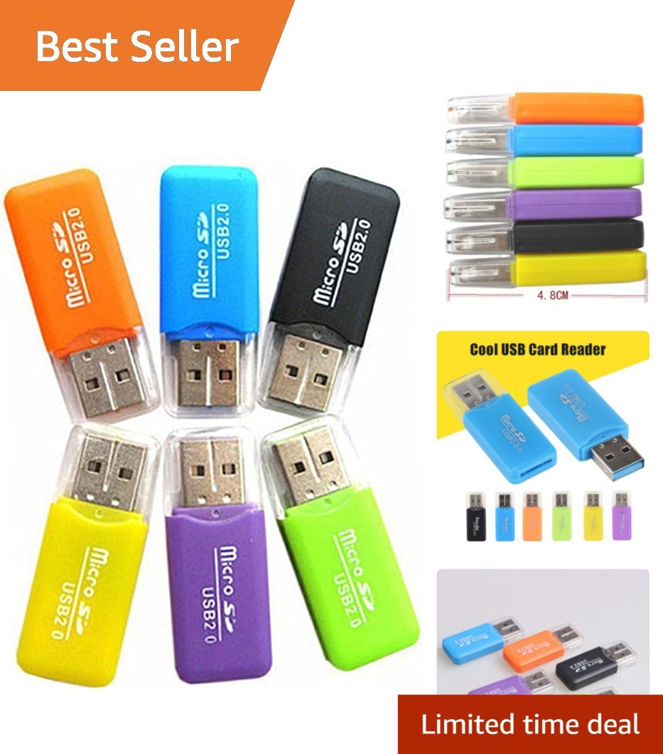 Multi-Color Micro SD Card Reader Adapter - 6 Pack Compatible with Most Devices