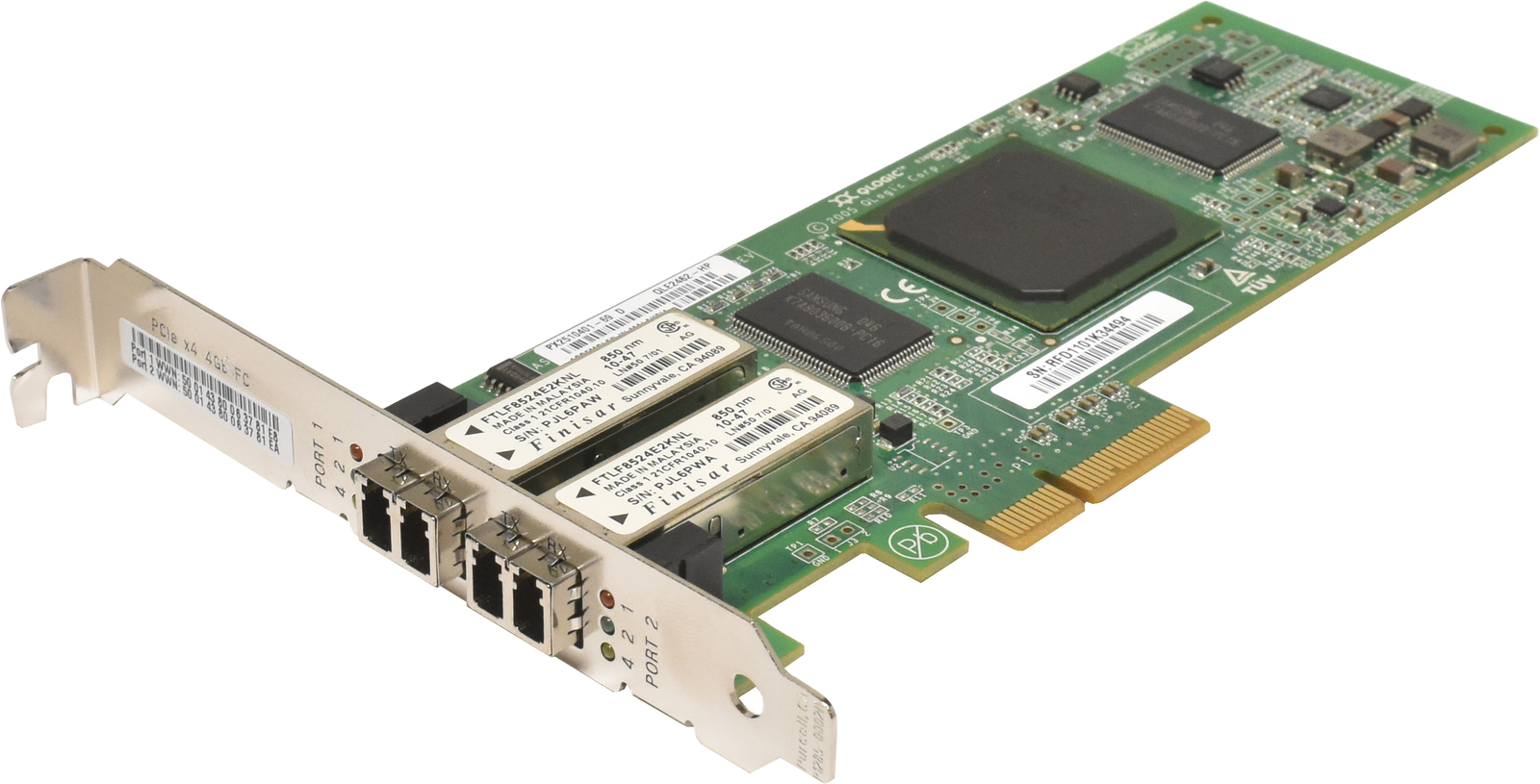 QLogic QLE2462-HP FC Dual Port 4Gbit PCIe x4 Host Bus Adapter SP# 407621-001 FP