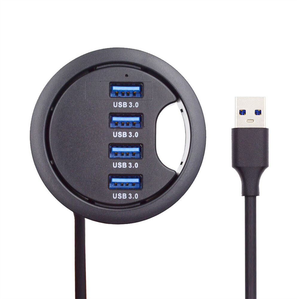 CY USB 3.0 Hub Splitter 4 Port Desk Grommet USB 60mm Dock Station for PC Desk