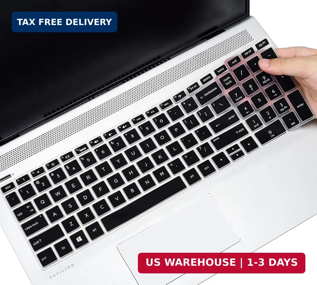 Black Silicone Keyboard Cover for HP Pavilion Envy 15.6 and 17 Laptops