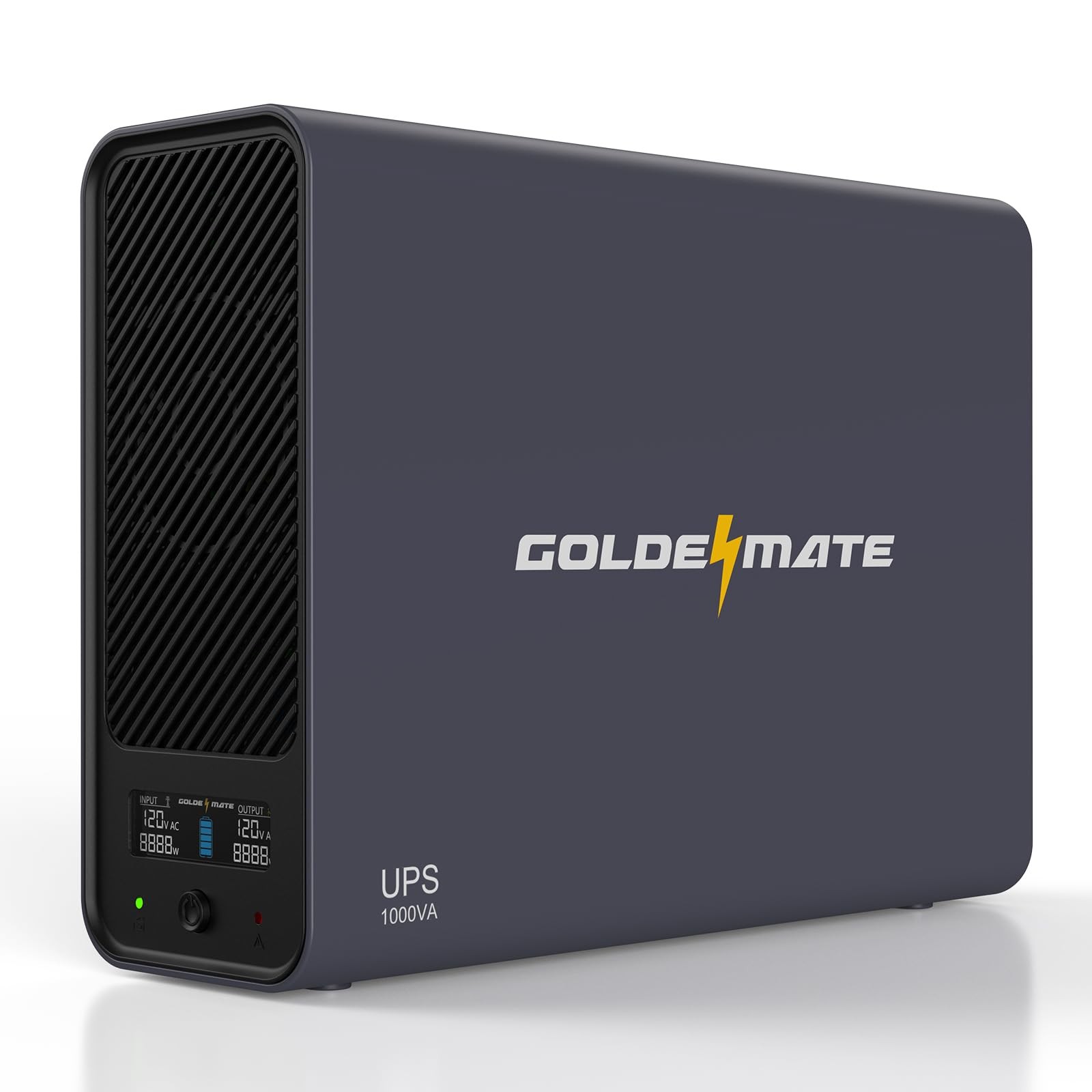 GOLDENMATE 1000VA LiFePO4 UPS 600W Battery Backup Pure Sine Wave White for PC