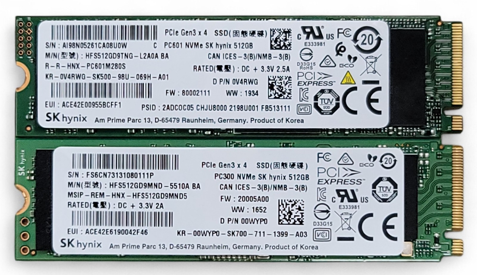 SK hynix PC300/PC601 M.2 512GB PCIe Gen3x4 Internal SSD *READ* (PER DRIVE)