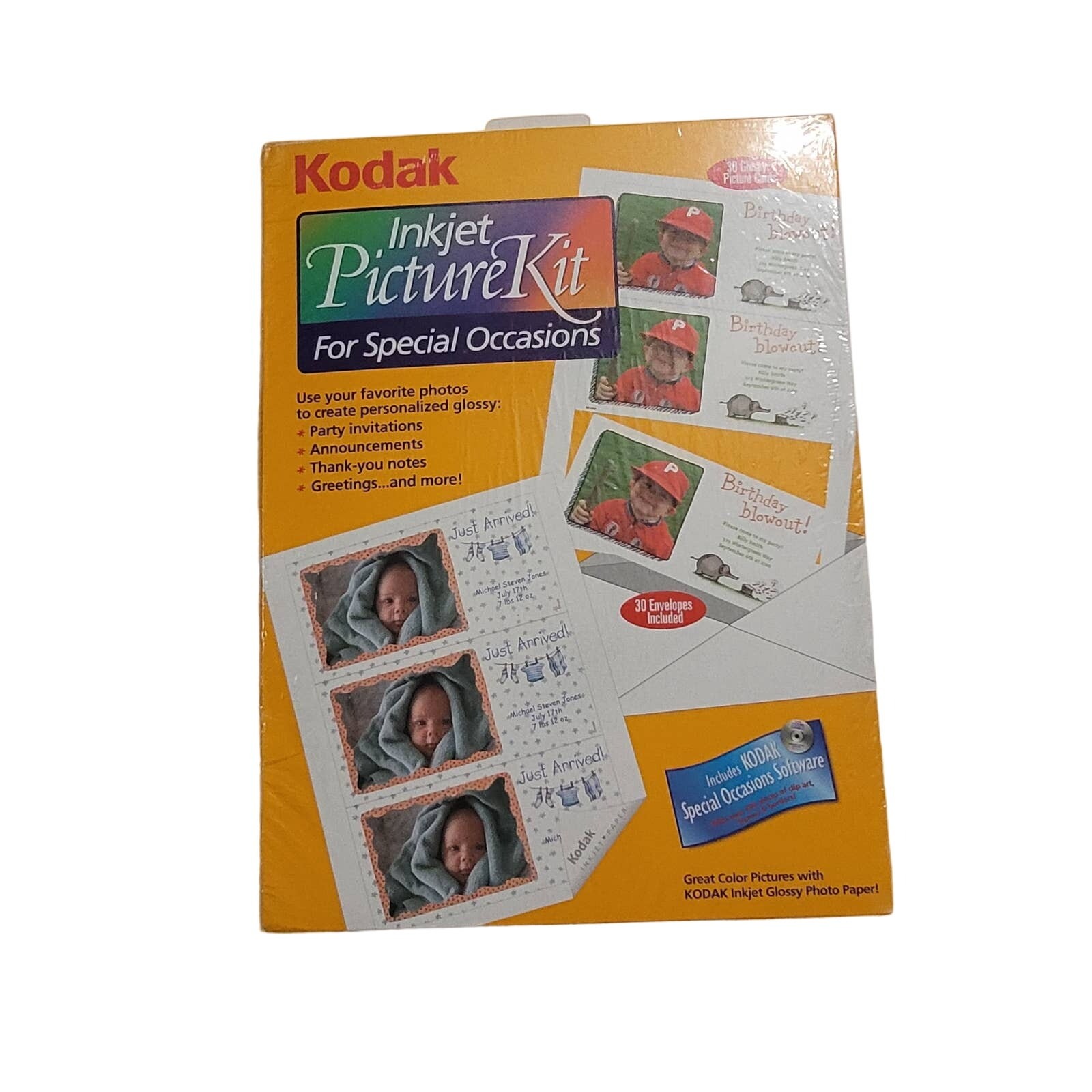 Kodak Inkjet Picture Kit Glossy Picture Cards 30 8.5"x11" 1999, 4177128444