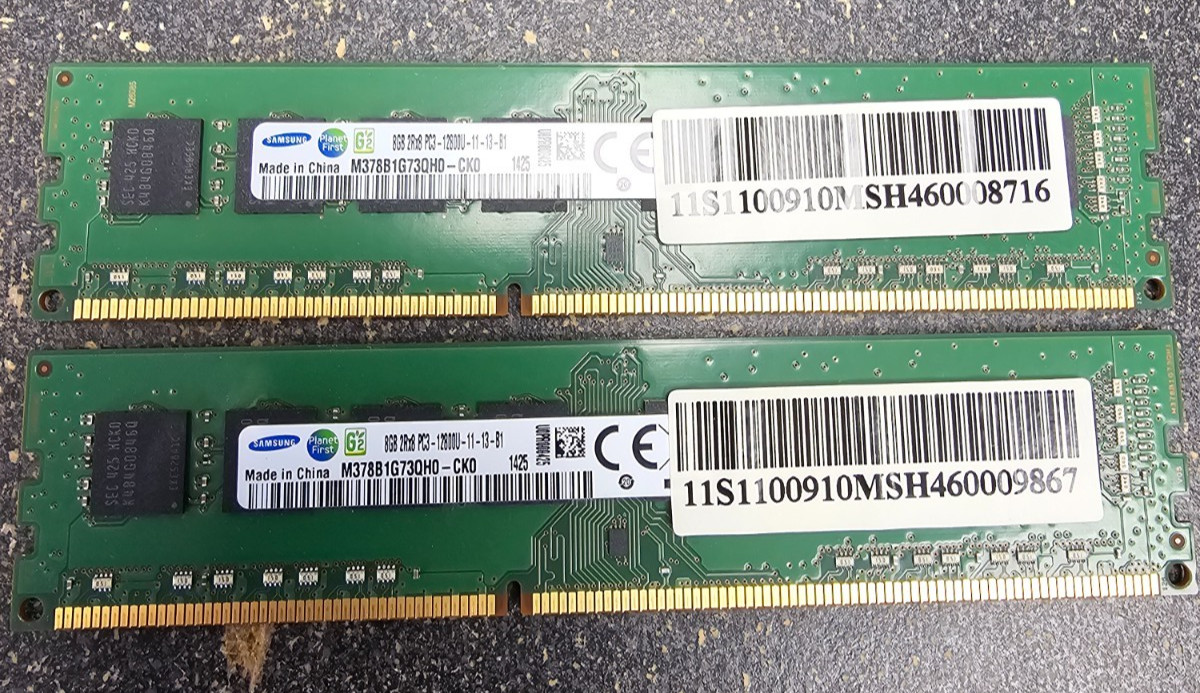 Samsung (2x8GB) 16GB Total 2Rx8 PC3-12800U DDR3  M378B1G73QH0-CK0 Memory Ram