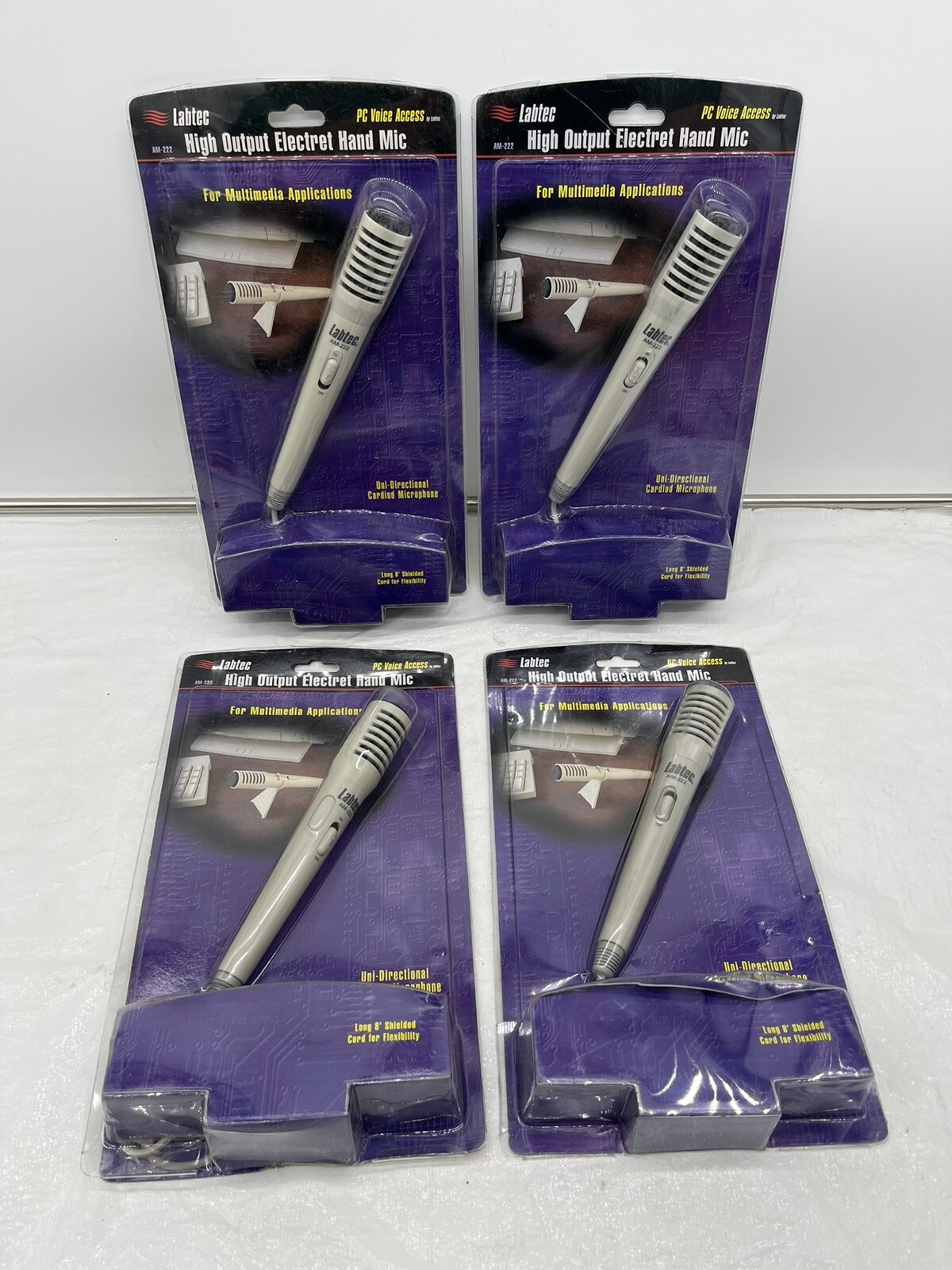 4 Sealed Labtec High Output Electret Hand Mic AM-222 Multimedia Microphone Lot