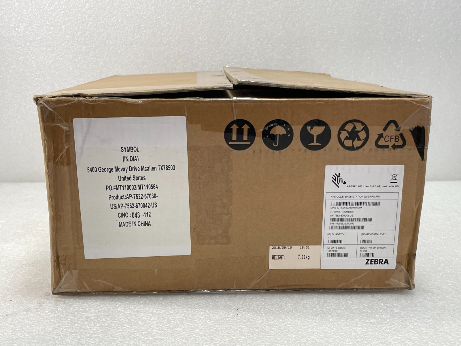 NEW OPEN ZEBRA TECHNOLOGIES AP-7562-670042-US Access Point IN BOX 