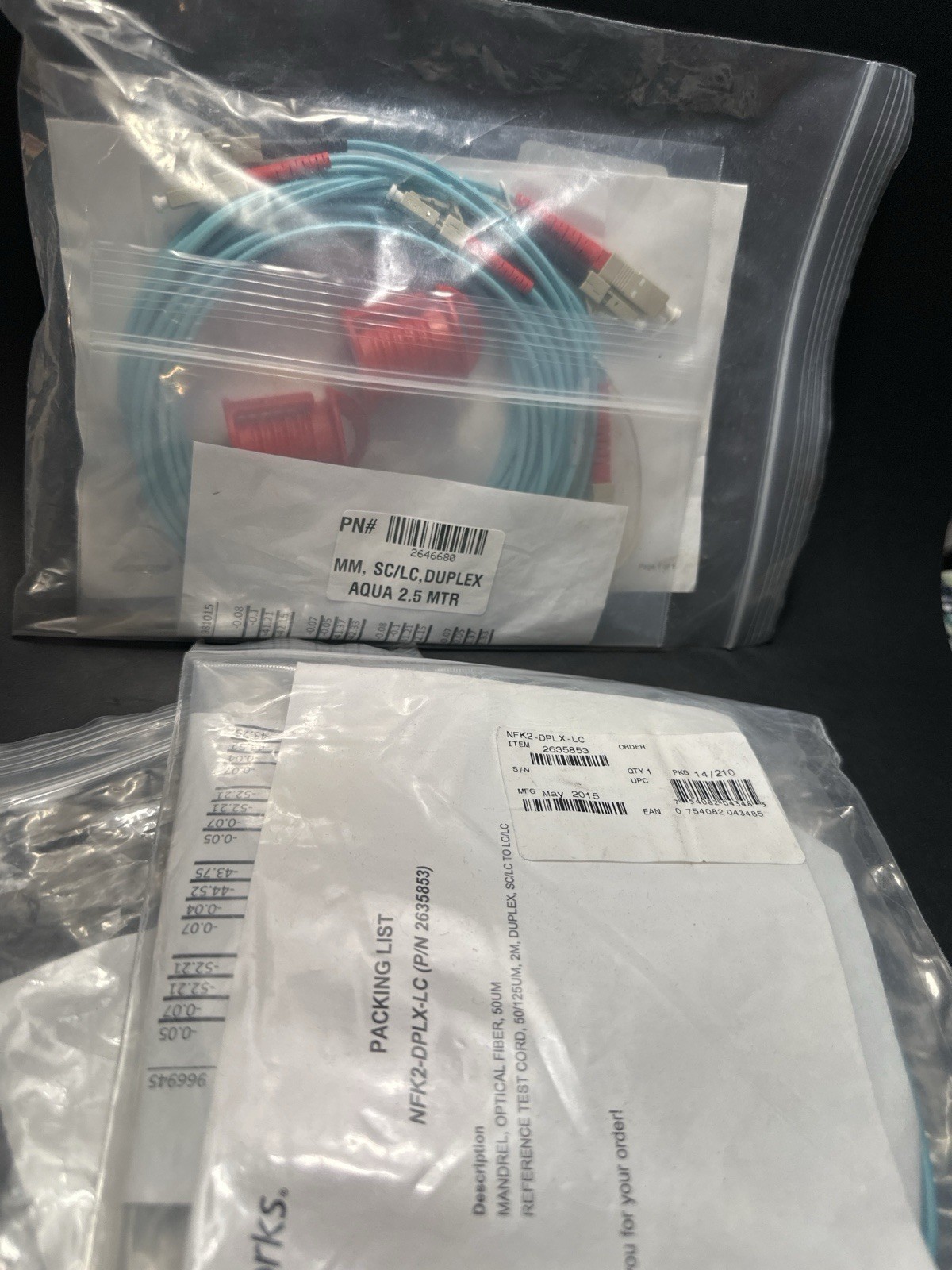 Lot of 4 Fiber Optic Reference Test Cords SC LC Duplex MM 50/125 2635853