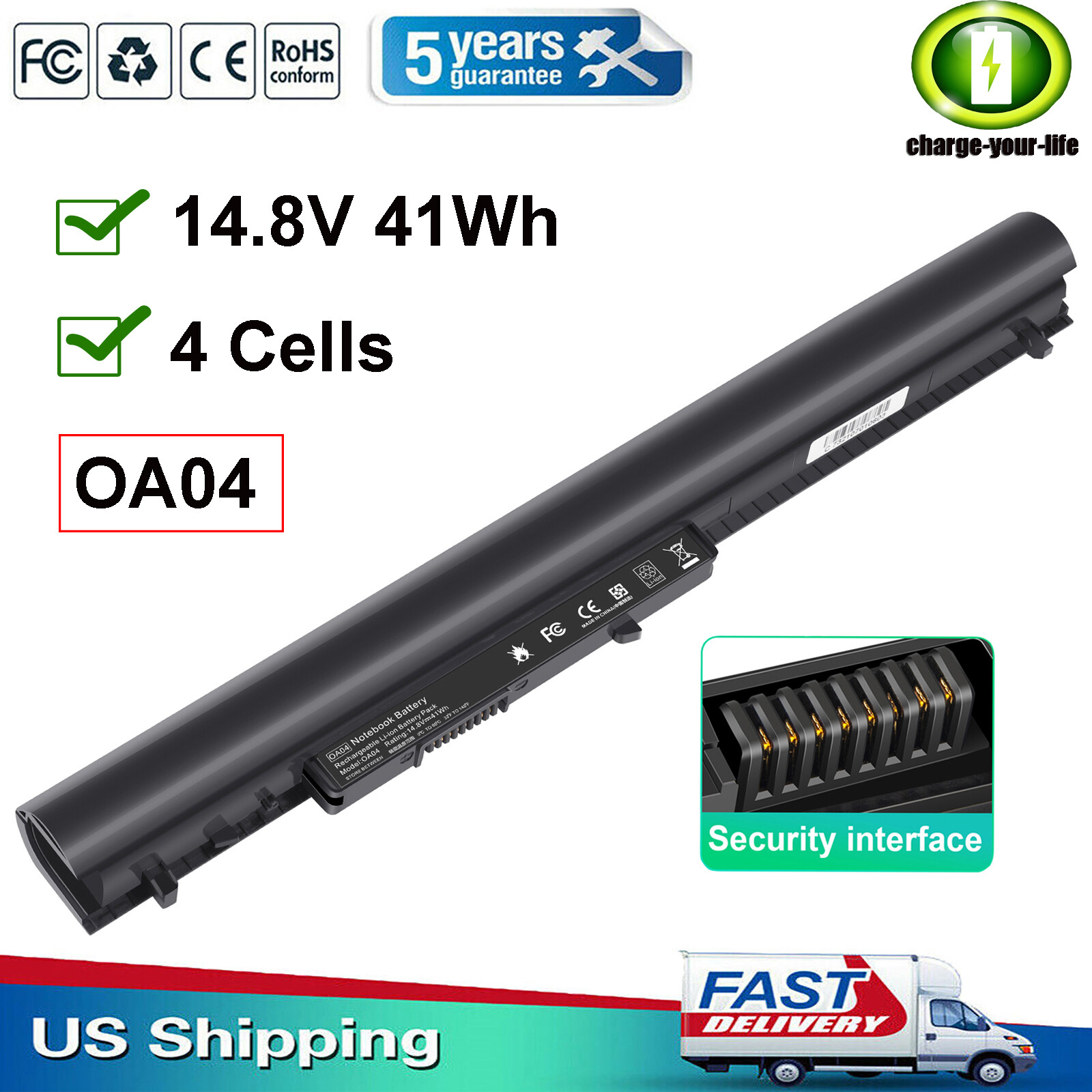 ✅LOT OA03 OA04 Battery For HP 740715-001 746458-421 746641-001 HSTNN-LB5S 41Wh