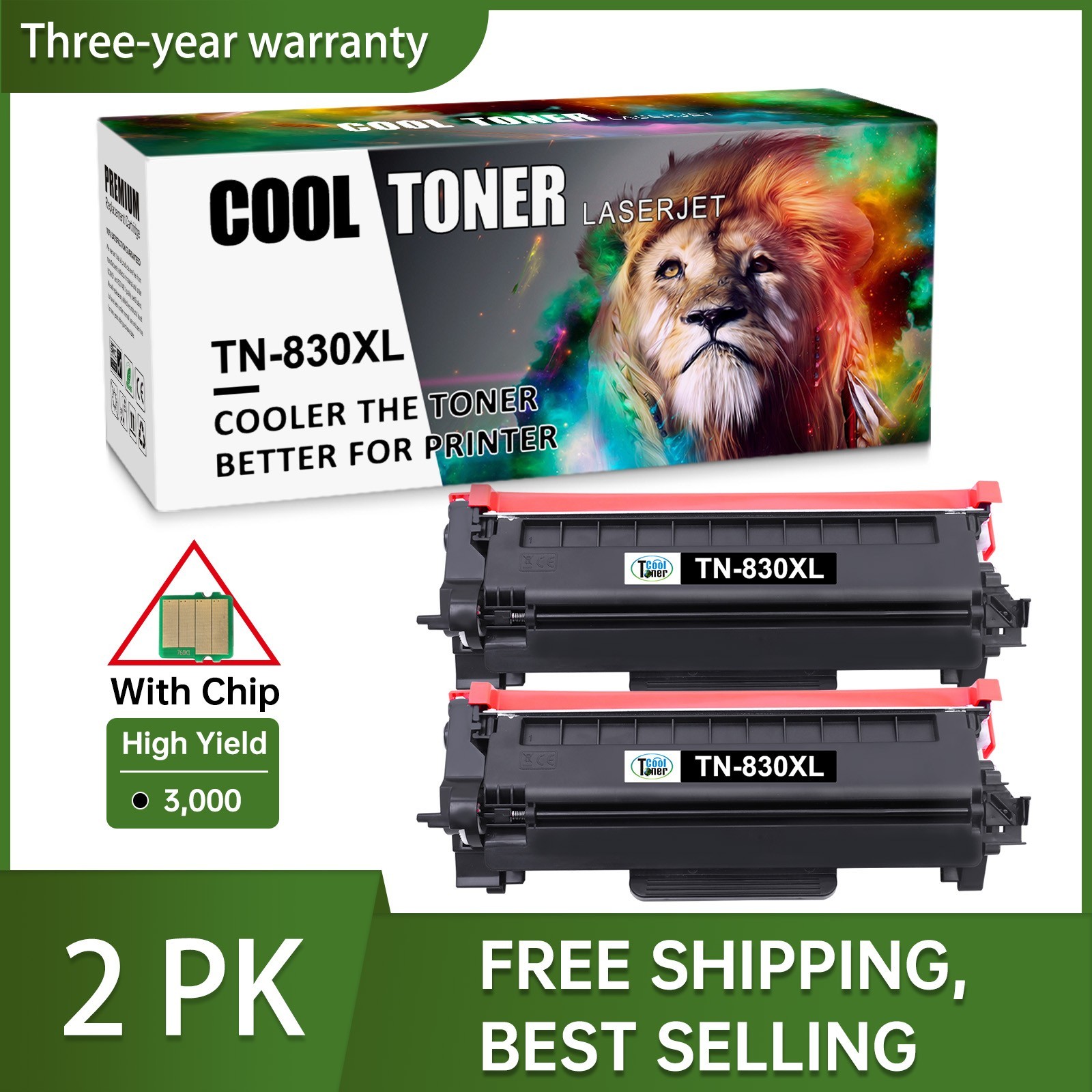 2PK TN830XL Toner for Brother TN830XL HL-L2465DW L2405DW MFC-L2820DW DCP-L2640DW