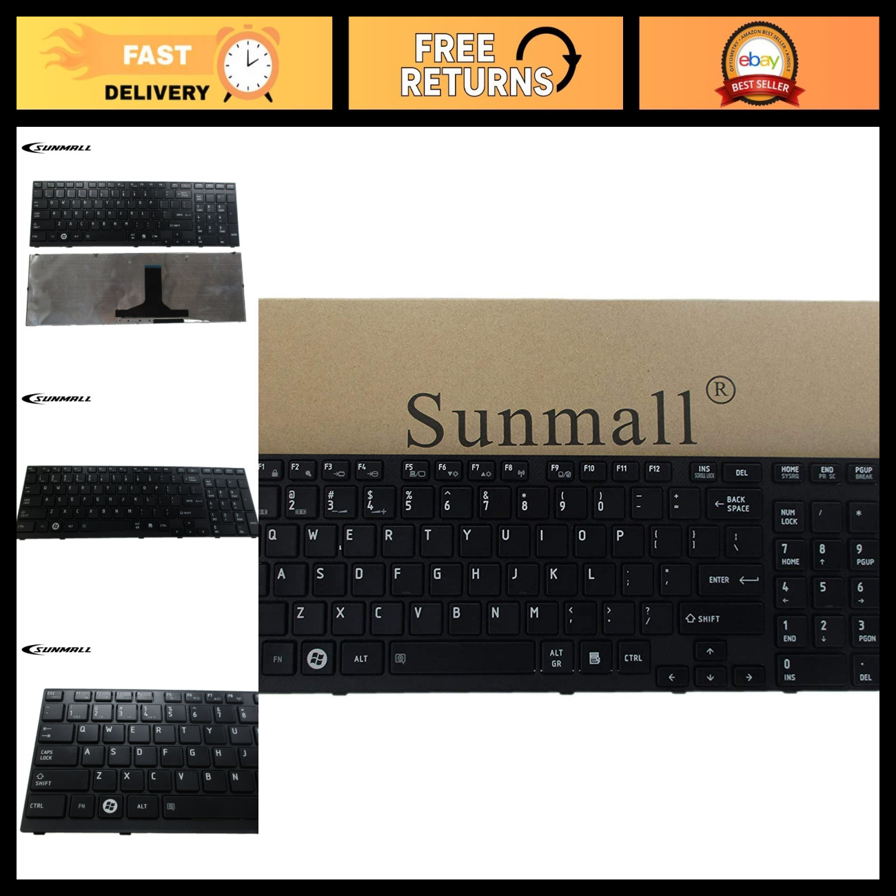 Laptop Keyboard Replacement for Toshiba Satellite P750 P755 P770 Series - US Lay