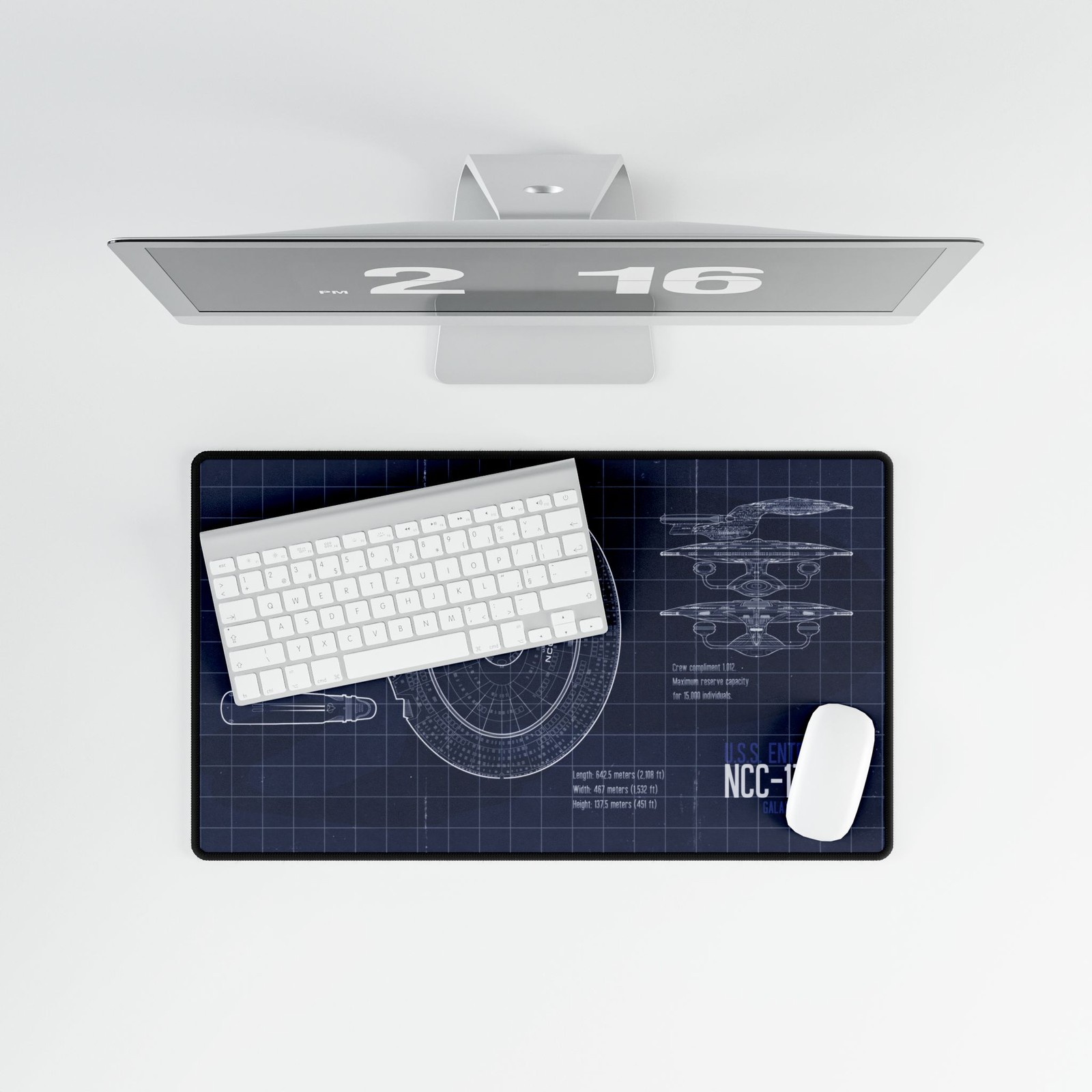 USS Enterprise D Blueprint Mousepad, Trek Desk Mat I Starship Mouse Pad Playmat