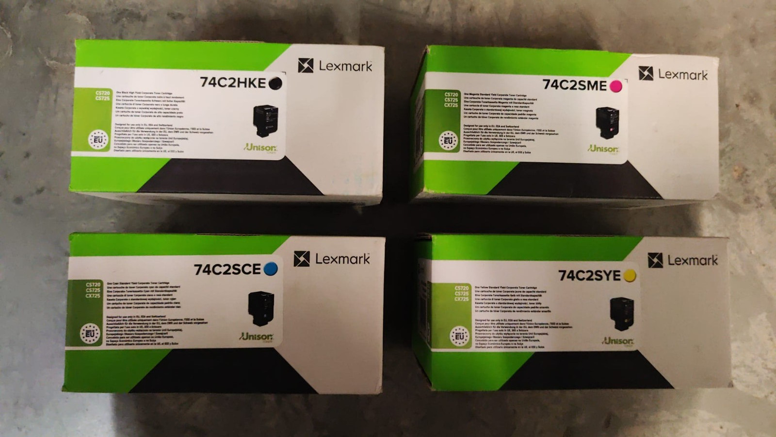Genuine Lexmark 74C2HKE 74C2SCE 74C2SME 74C2SYE Toners lot FREE UK DELIVERY VAT