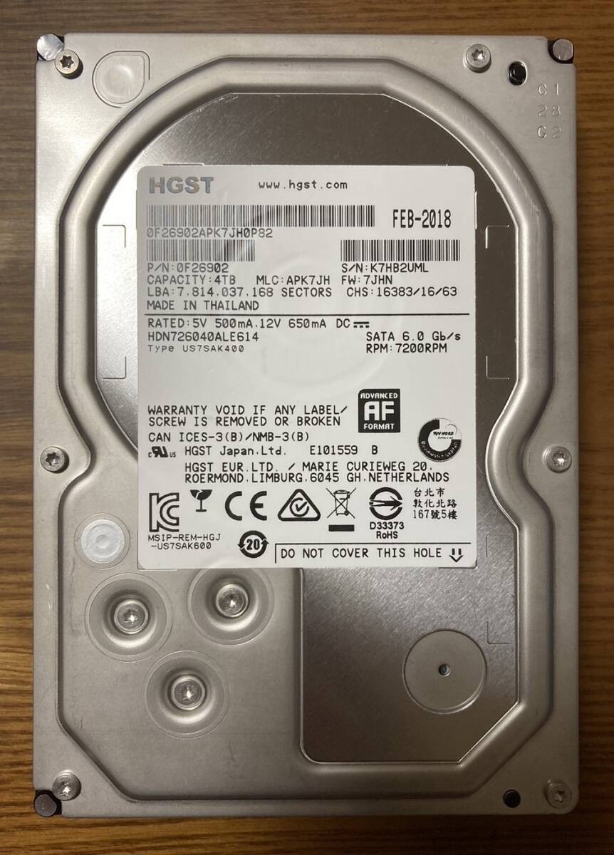 [Excellent condition] Hitachi / HGST Deskstar 5K series HDS5C4040ALE630 3.5-inch