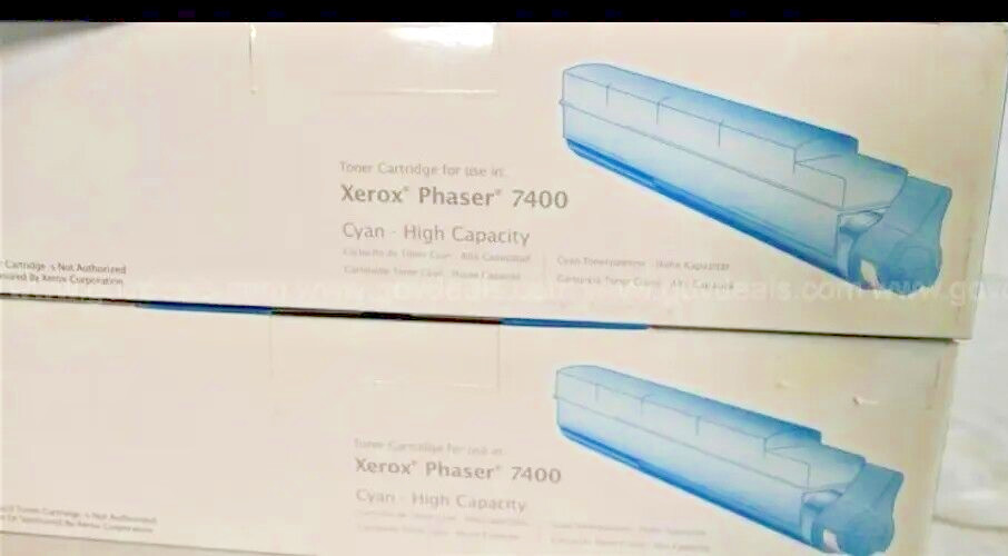 XEROX 7400 Phaser Compatible Toner Lot-2 Cyan Cartridges High Yield-Cyan