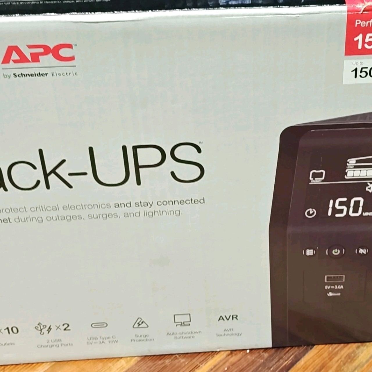 APC BN1500M2 Back-UPS 1500VA 900W AVR 10-Outlet UPS w/ USB Charging