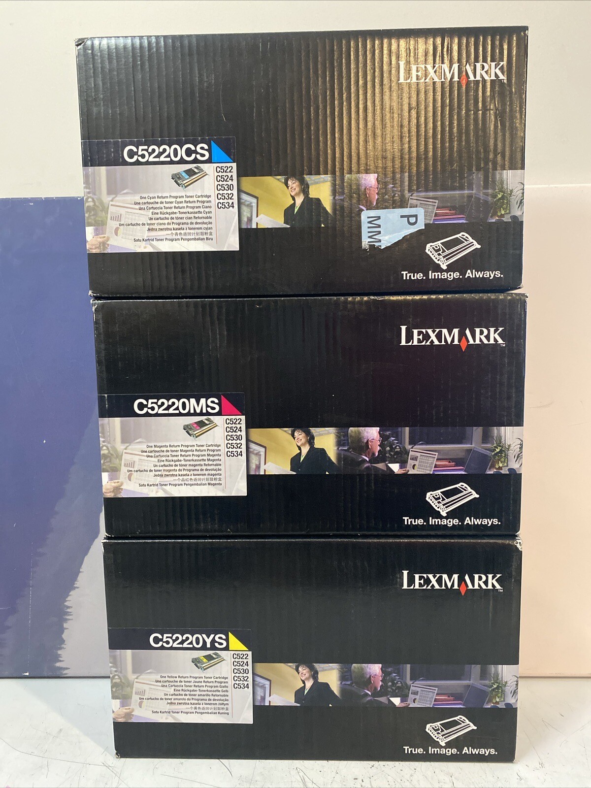 3pk Genuine LEXMARK C5220YS C5220MS C5220CS TONER C522 C524 C530 C534 Sealed Box