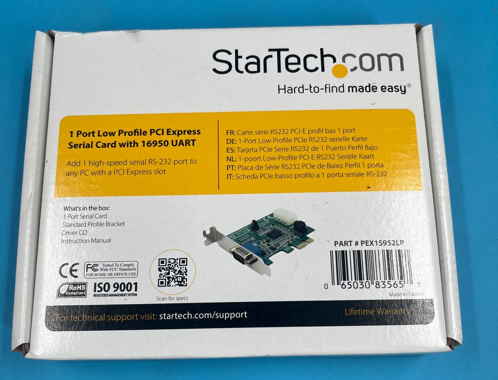 StarTech.com 1 Port PCI Express RS232 Serial Adapter Card - PCIe Low Profile 
