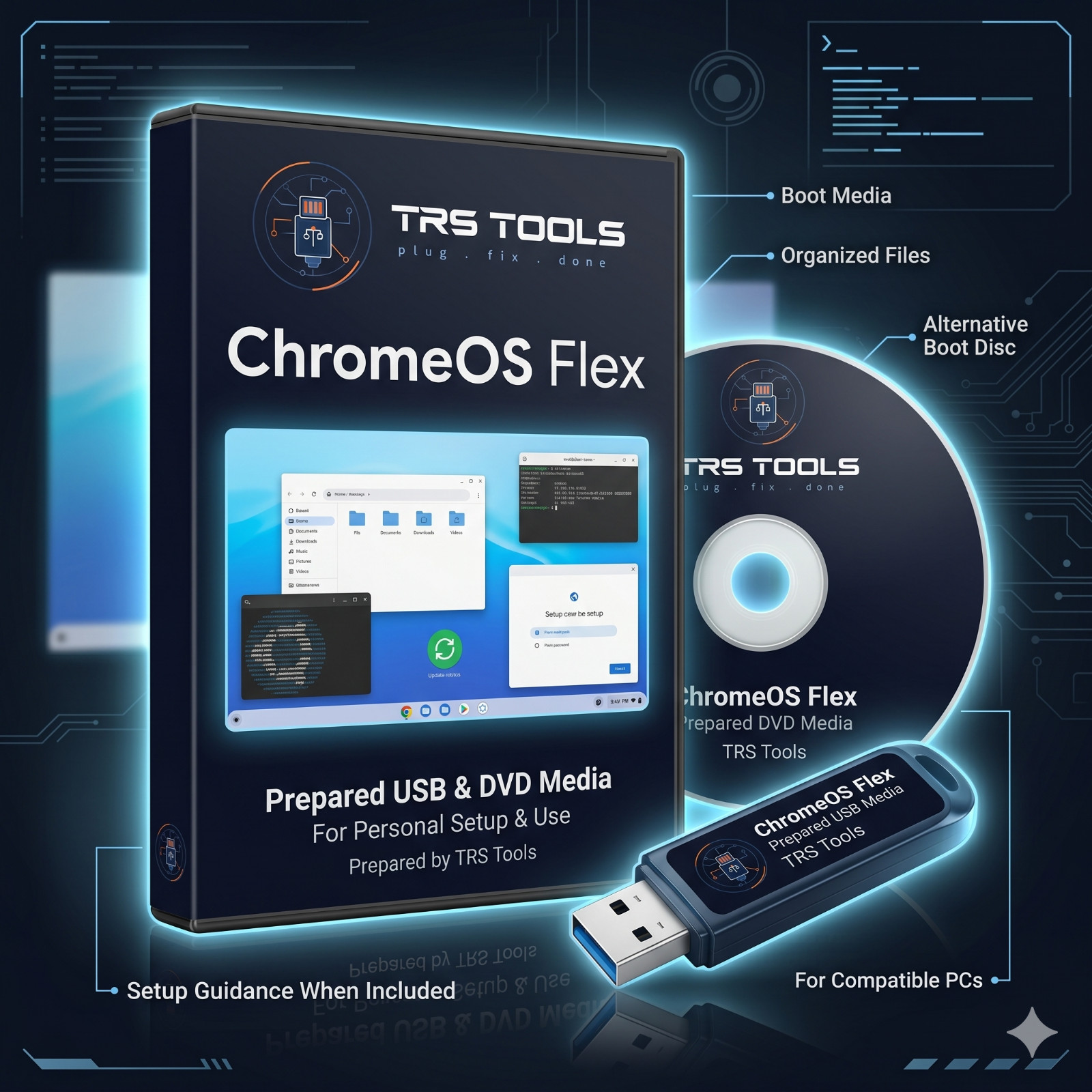 ChromeOS Flex Prepared USB DVD Media for Compatible PCs
