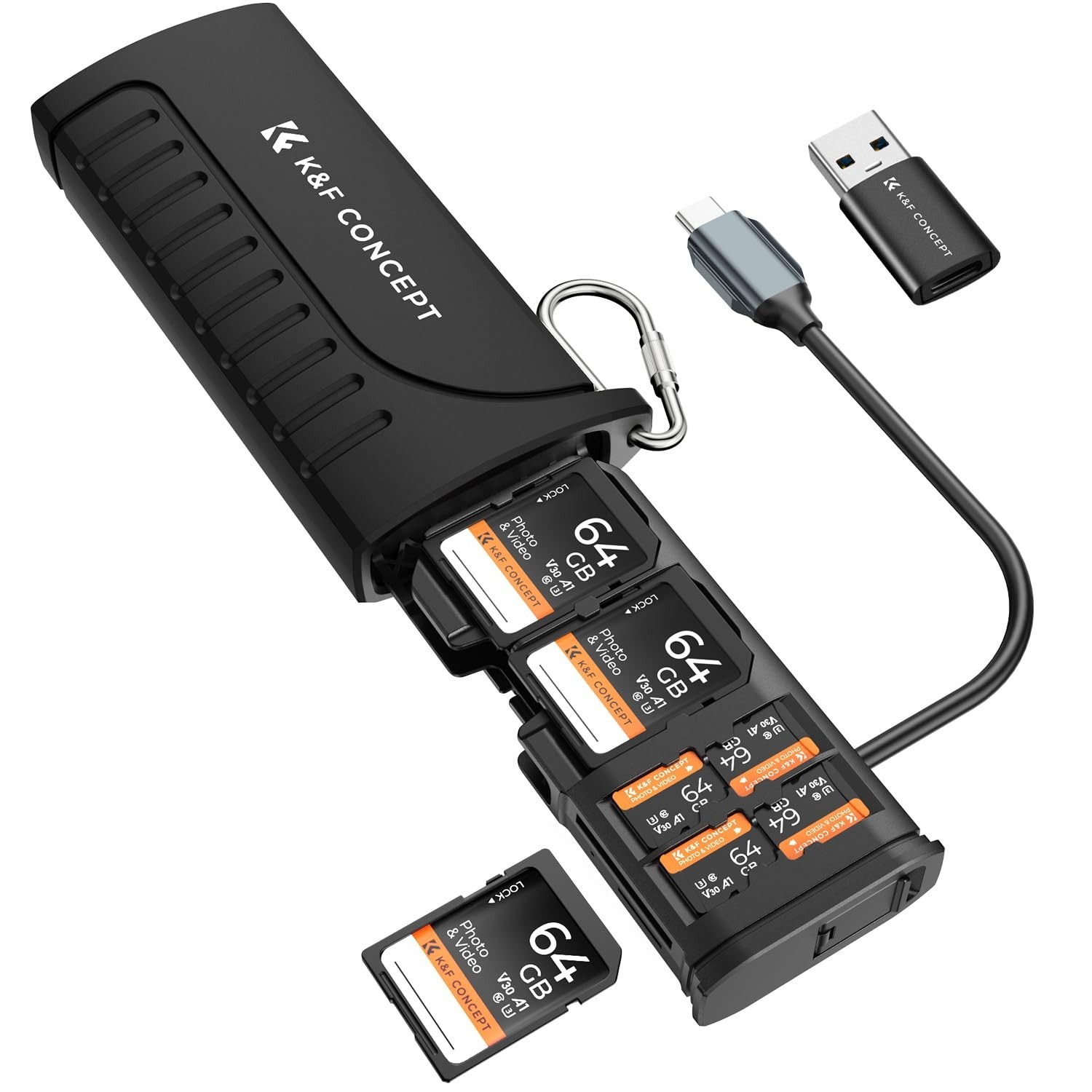 USB-C SD MicroSD Card Reader Storage Case UHS-II USB 3.1 12-Slot Camera Adapter