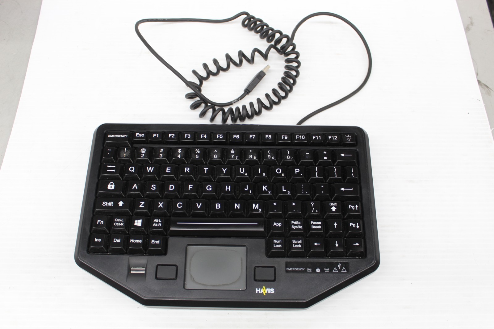 Havis KB-104 Rugged USB Keyboard with Integrated Touchpad & Fingerprint Reader
