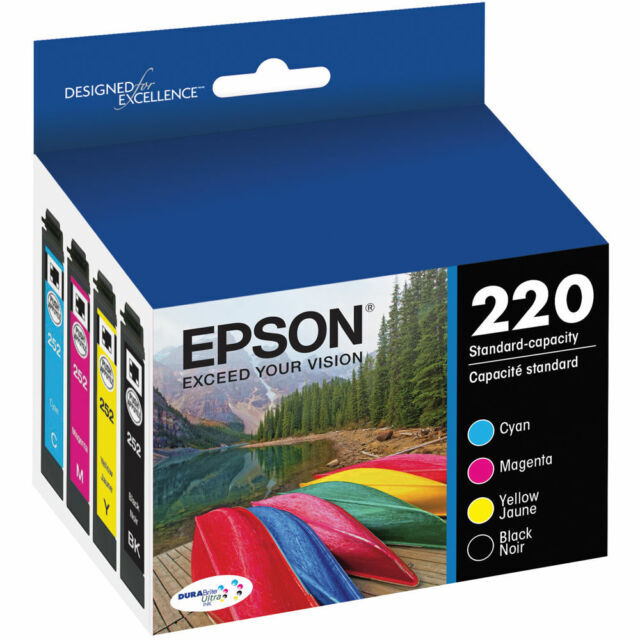 Epson 220, Standard Capacity Color multi-pack Ink Cartridges, C/M/Y/K 4-Pack NIB