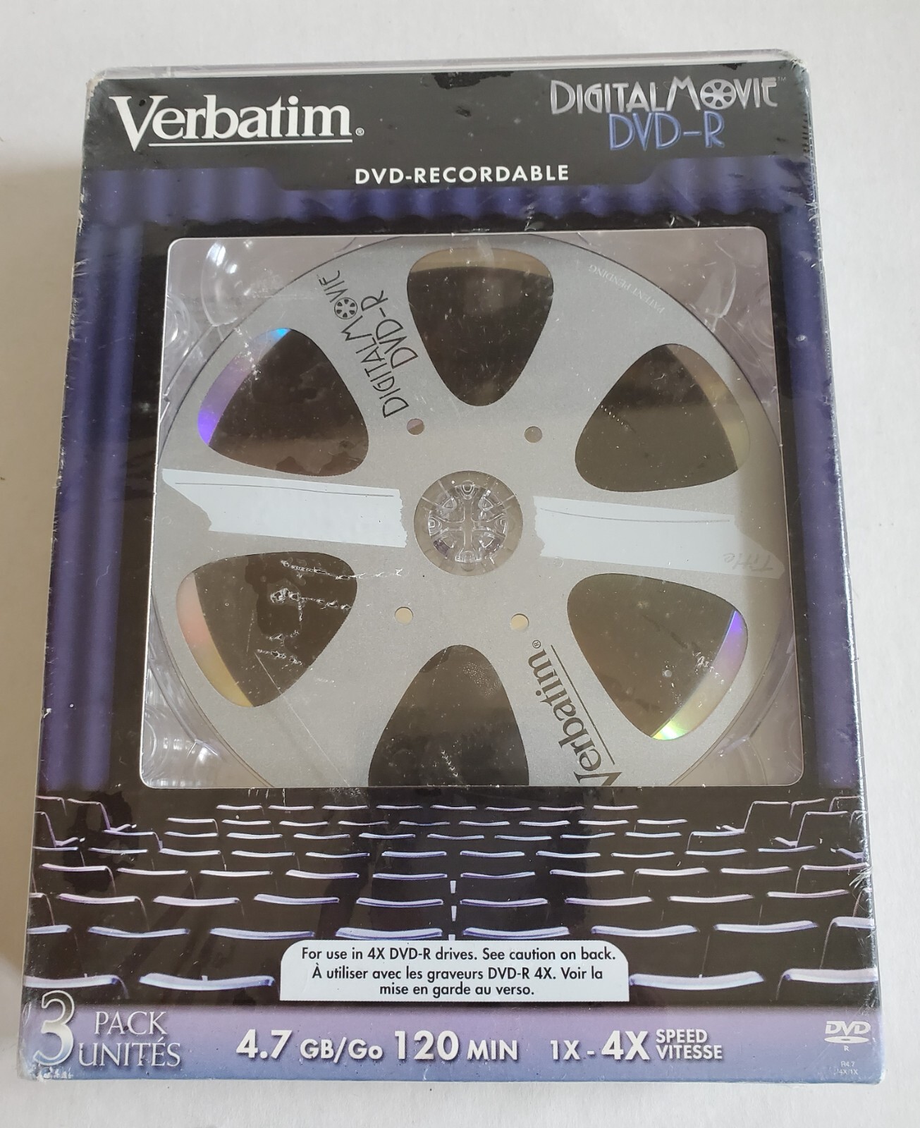 A Verbatim Corp Digital Movie DVD-R Metal Recording 3 Pack Still Sealed New