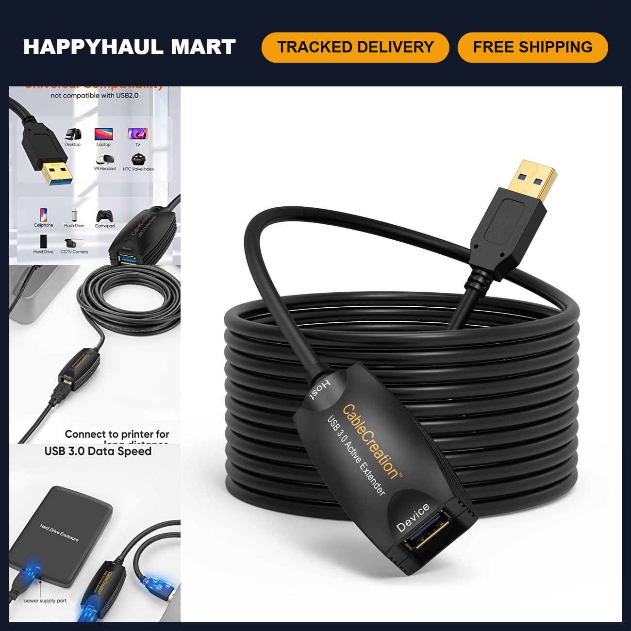 USB 3.0 Active Extension Cable 16.4FT, High-Speed USB Extender Cord for Devices