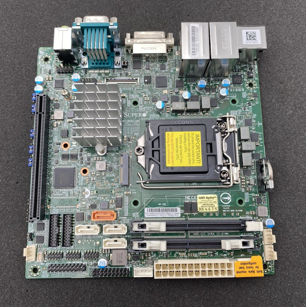 SuperMicro X11SCV-L Motherboard - Mini ITX CoffeeLake LGA1151 DDR SODIMM