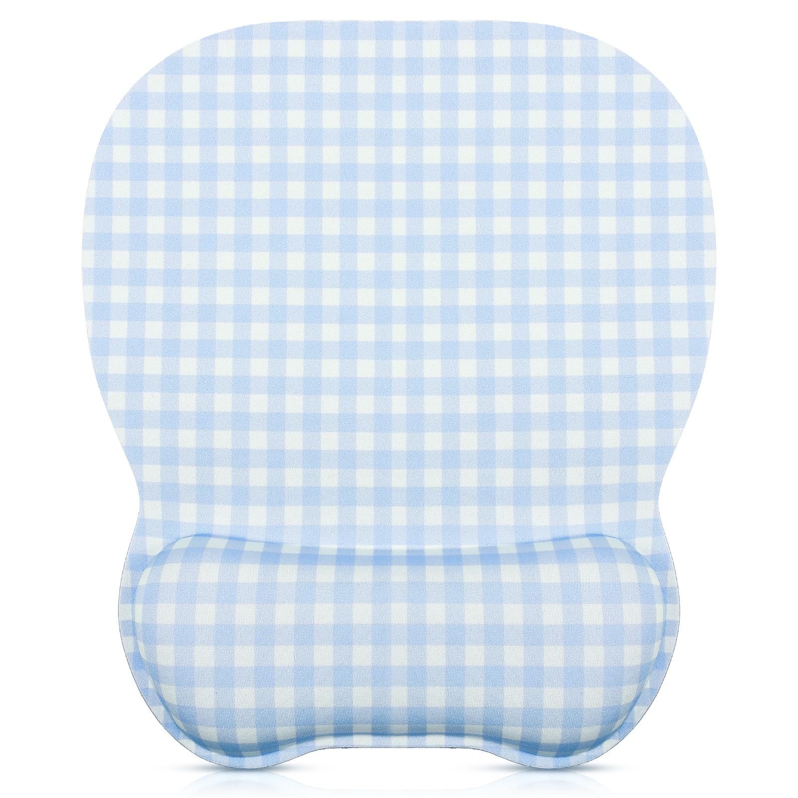 Sabary Blue Gingham Mouse Pad with Wrist Rest Cute Aesthetic Checkered Ergono...