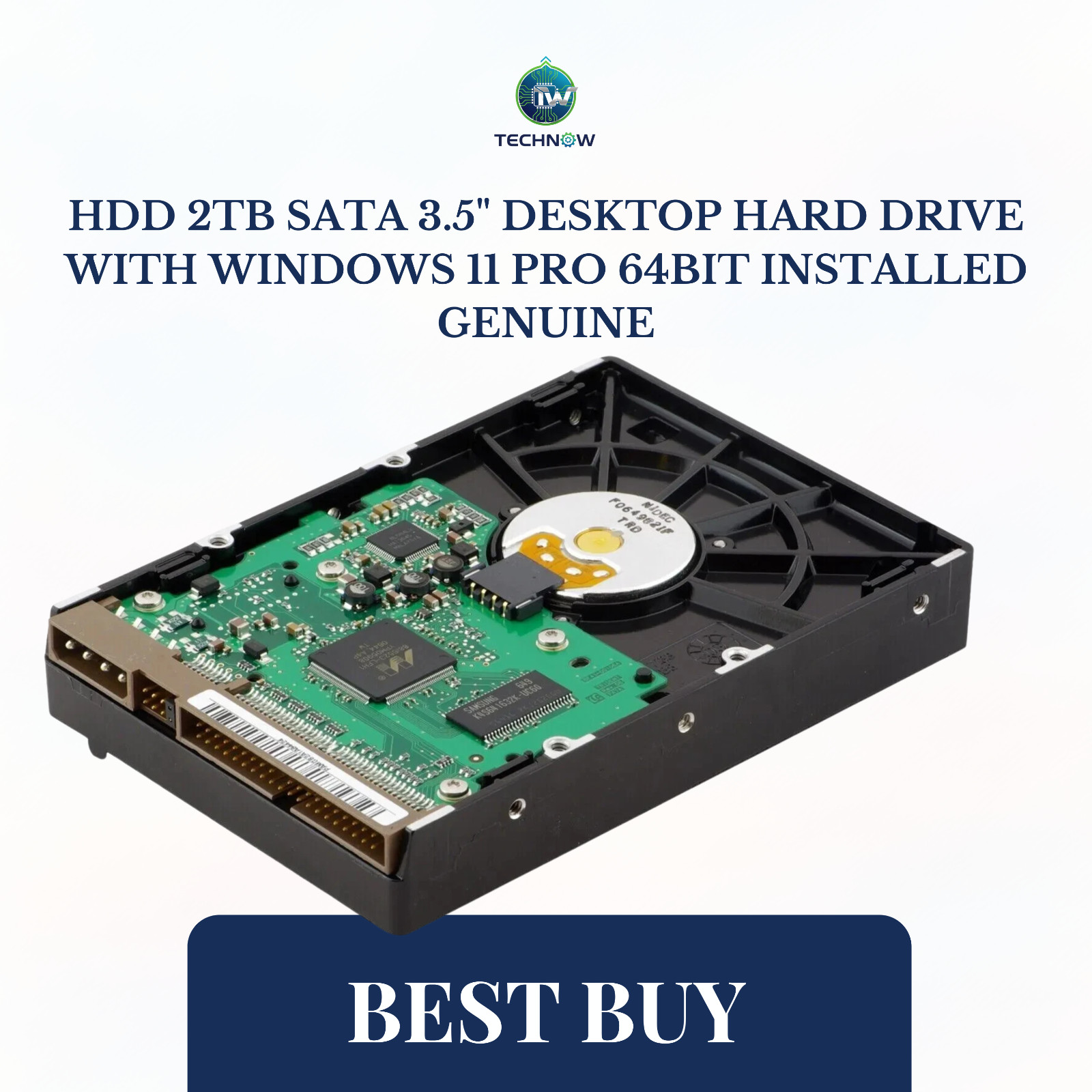 HDD 2TB SATA 3.5" Desktop Hard Drive With Windows 11 Pro 64bit Installed Genuine