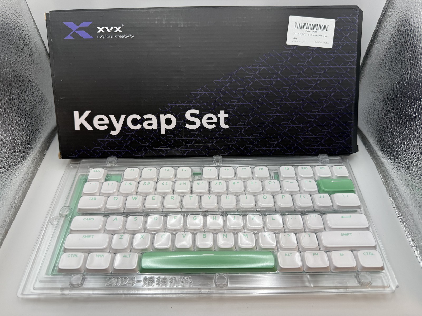 XVX White Green PBT Keycap Set for 60% 75% 80% 85% 100% Layout Mint Accents