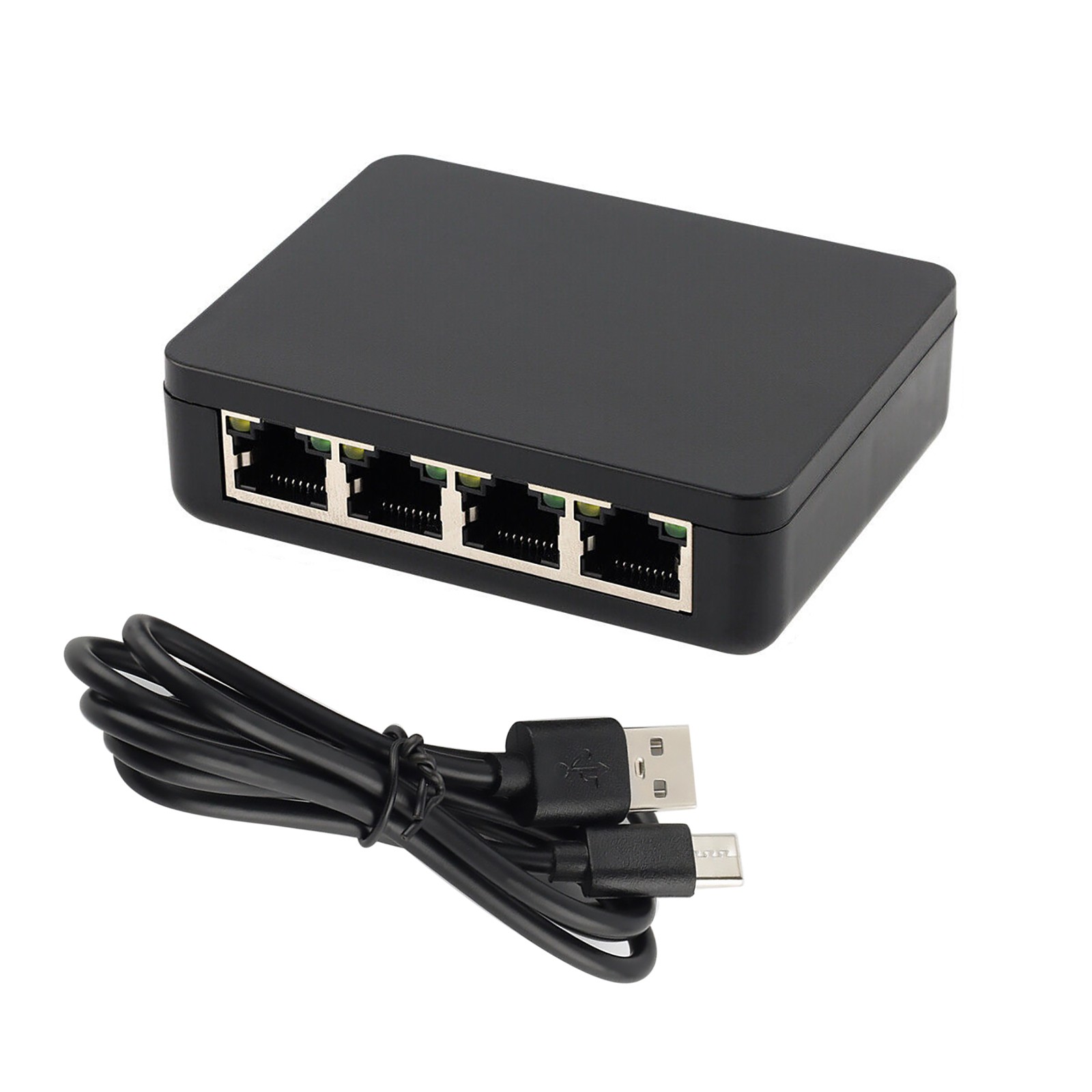 1 PC 1/4 1000Mbps Black ABS RJ45 LAN Network Splitter Adapter Accessories