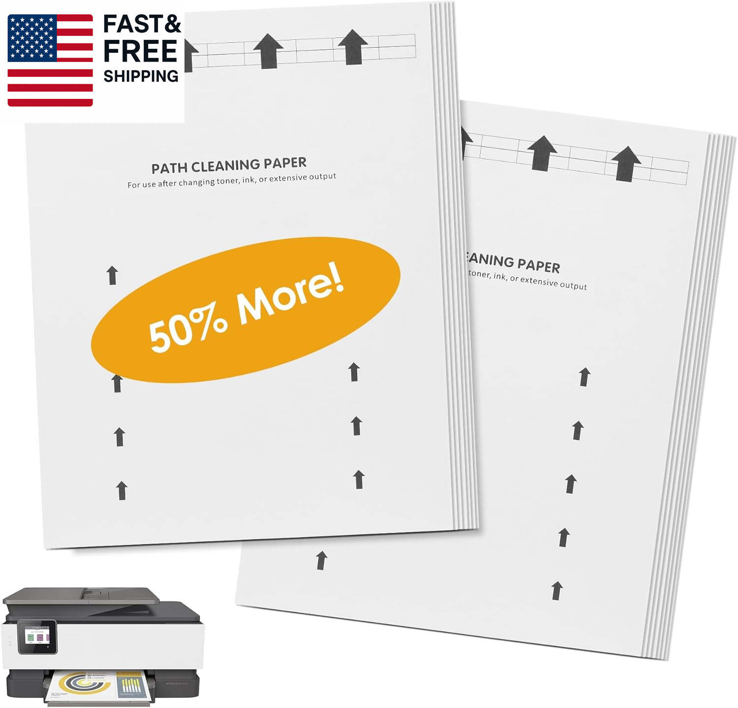 15-Pack Letter Size Printer Cleaning Sheets for Laser and Inkjet Copier Fax Roll