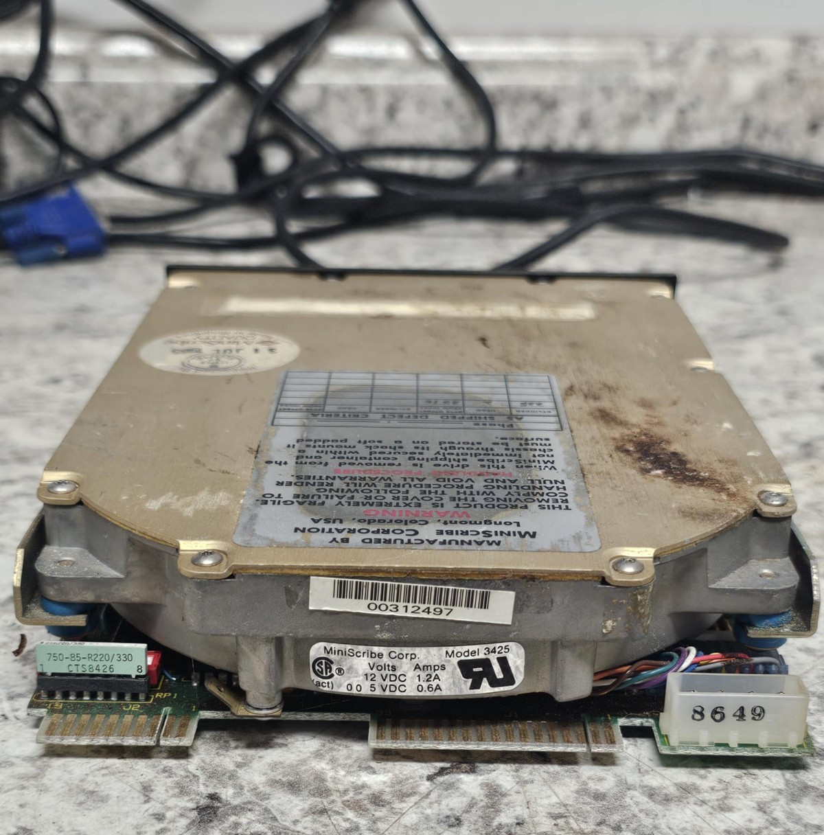 IBM PC AT XT VINTAGE RETRO MINISCRIBE CORP - 3425 20MB 5.25" MFM HARD DRIVE 1985