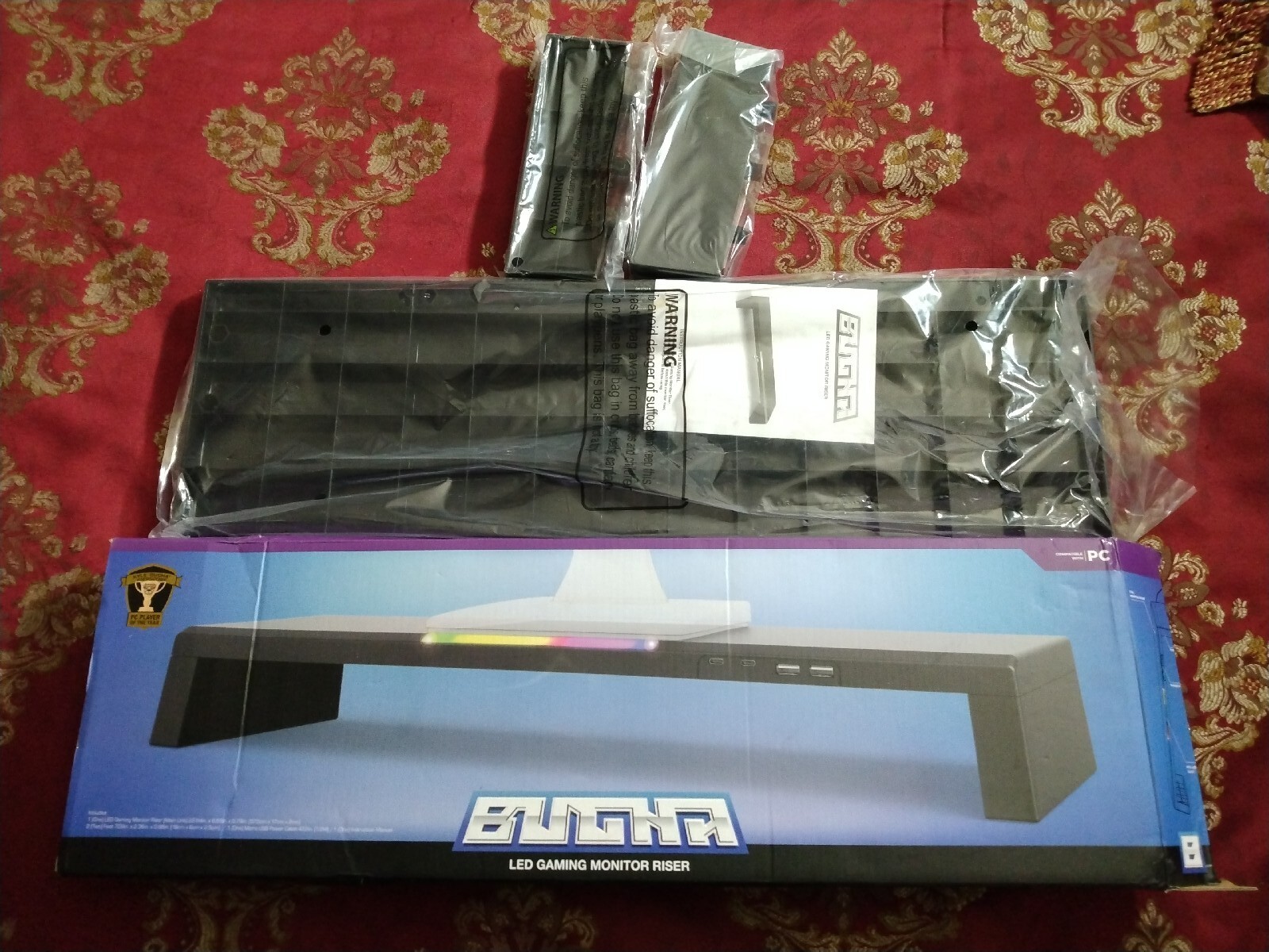 Bugha exclusive LED gaming monitor riser w/ USB and USB-C hub