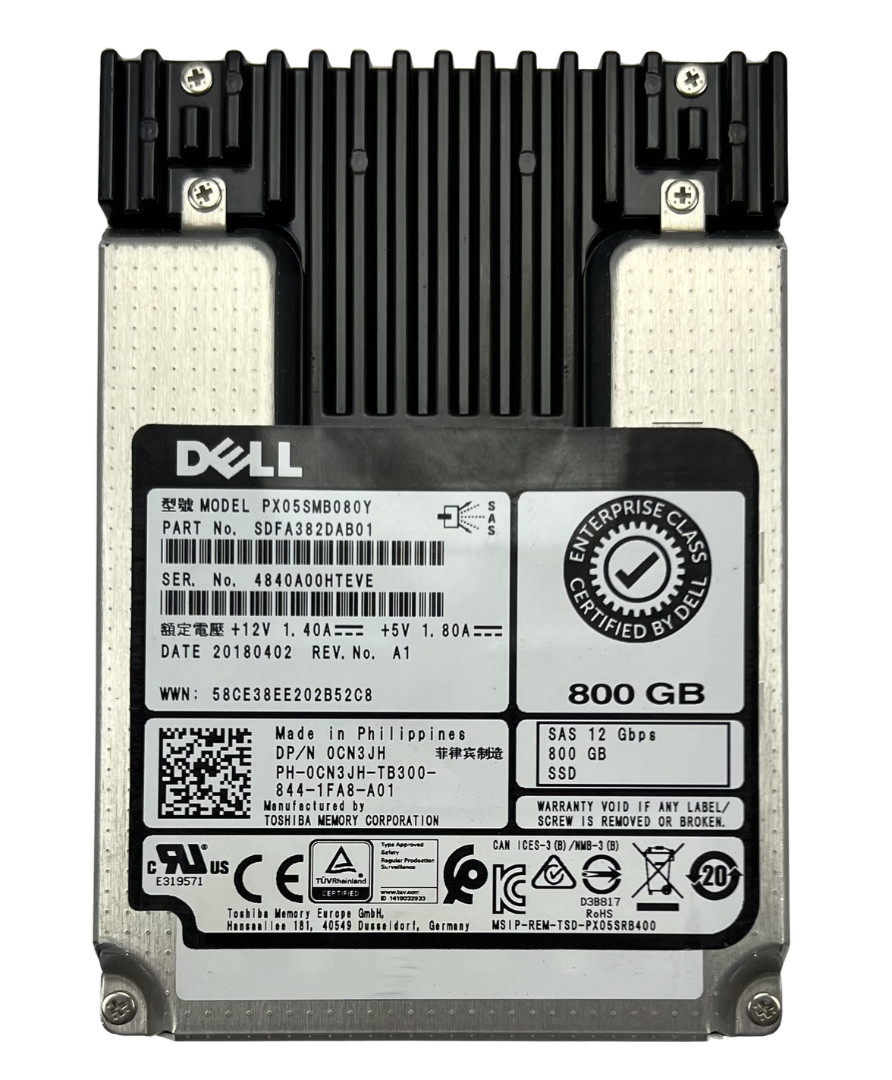 CN3JH Dell Enterprise Class 800GB 12Gb/s SAS SSD Toshiba PX05SMB080Y 0CN3JH