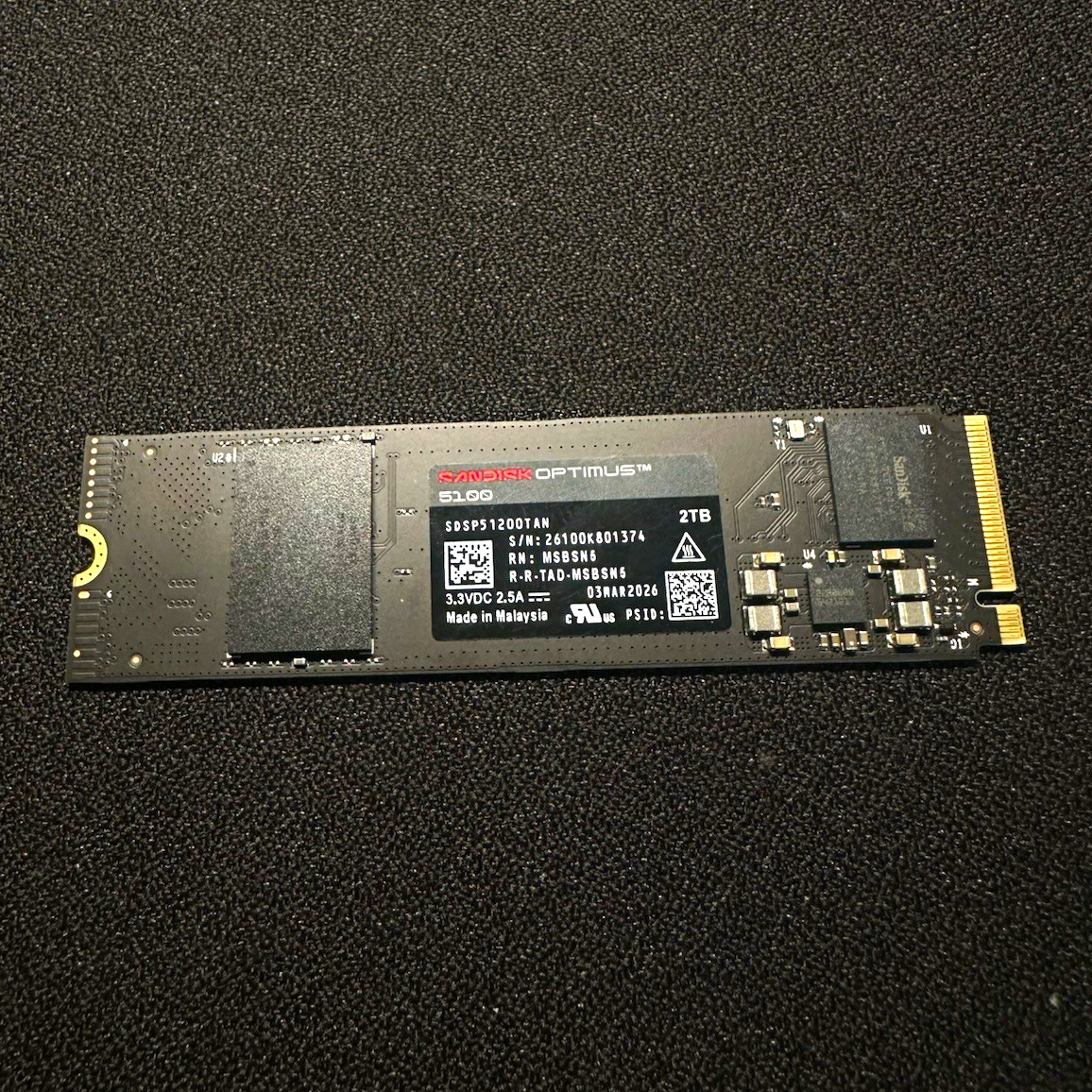 SanDisk Optimus 5100 2TB M.2 Internal SSD PSID Black SDSP51200TAN