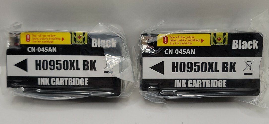 2 Cartridges- 950XL Black High Yield Ink For HP OfficeJet.
