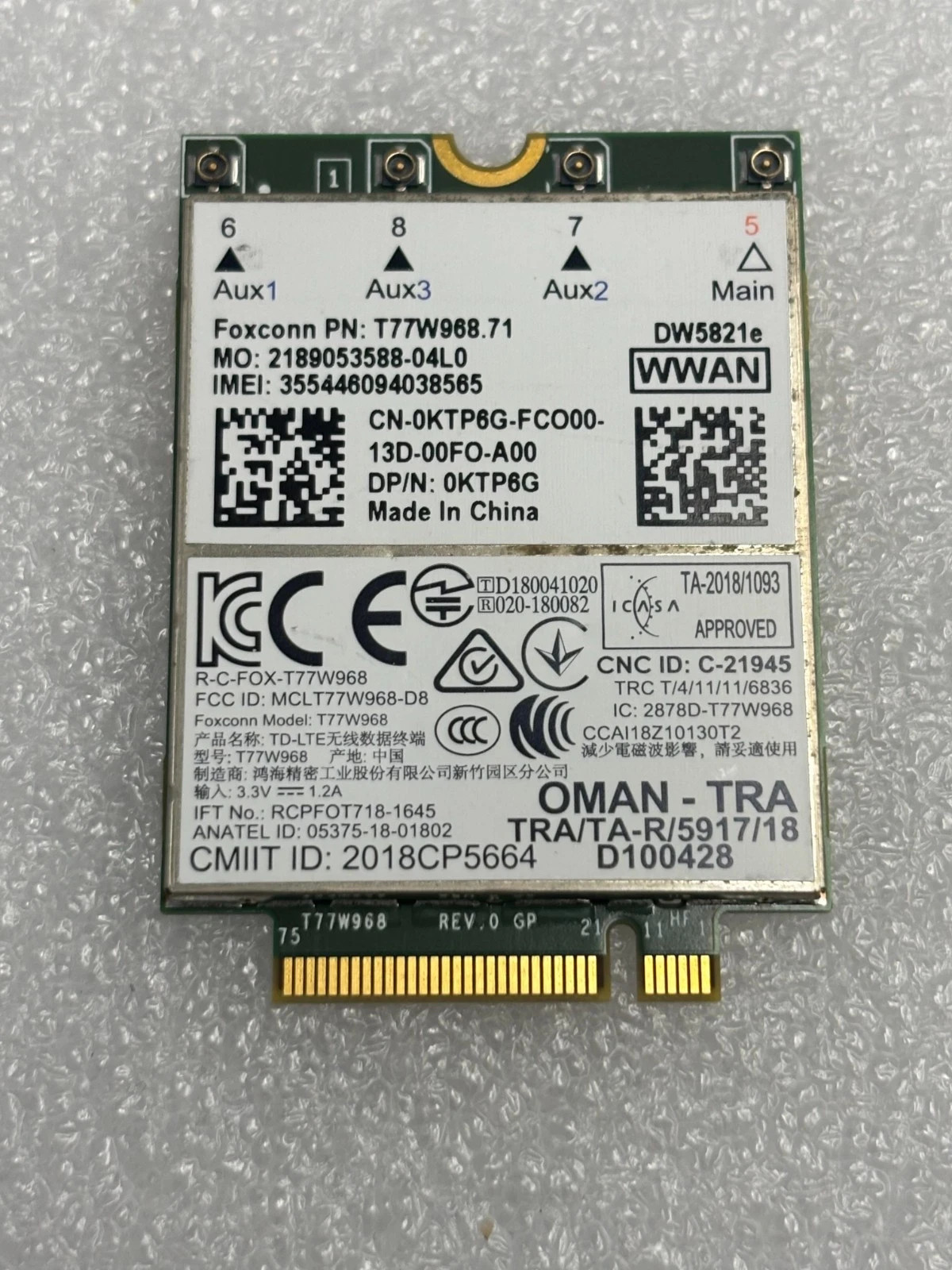NEW OEM Dell Latitude T77W968 DW5821e Snapdragon X20 LTE D100428 A00 KTP6G