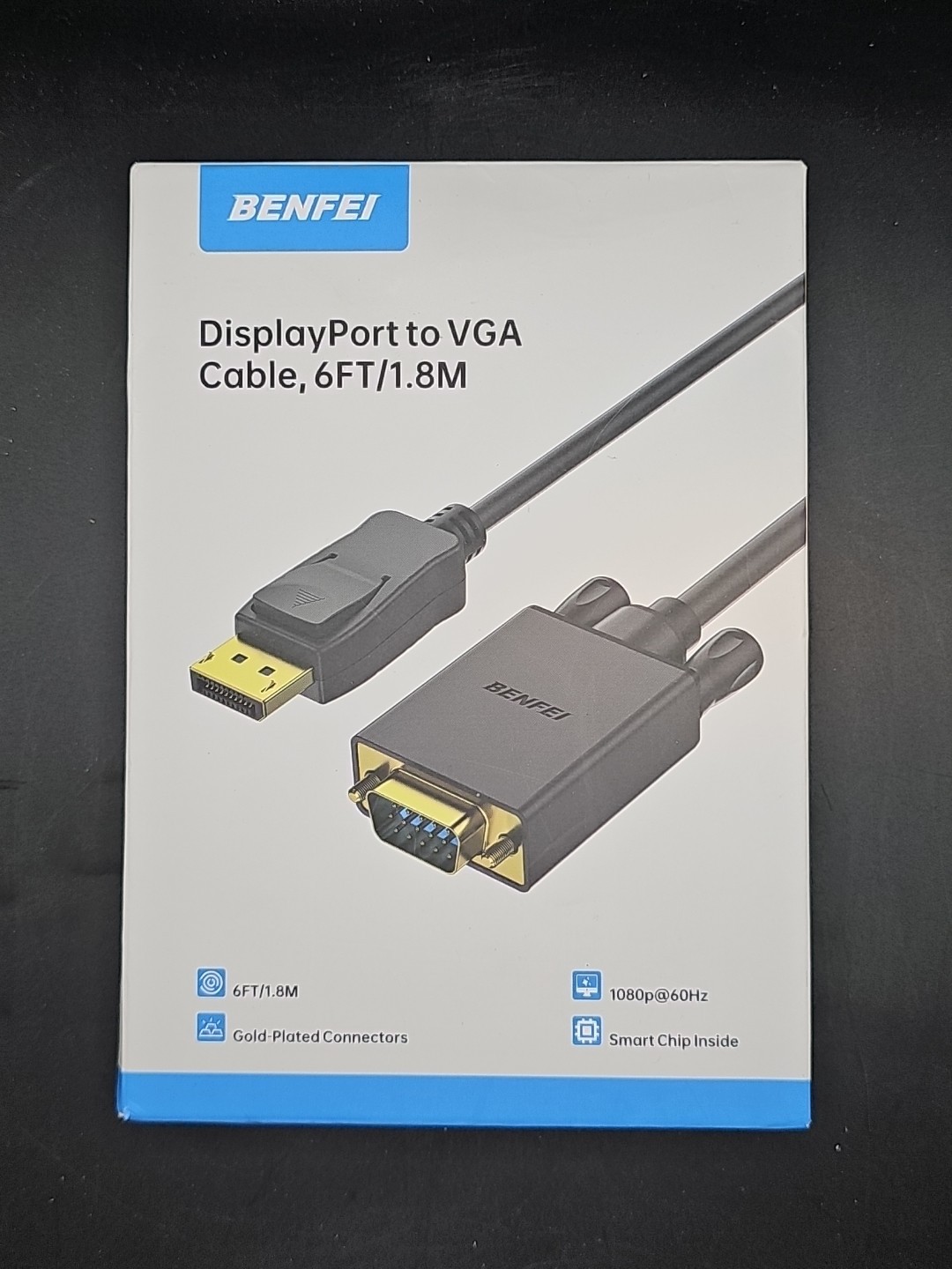 DisplayPort to VGA Adapter, Benfei DP DisplayPort to VGA 6 Feet Cable