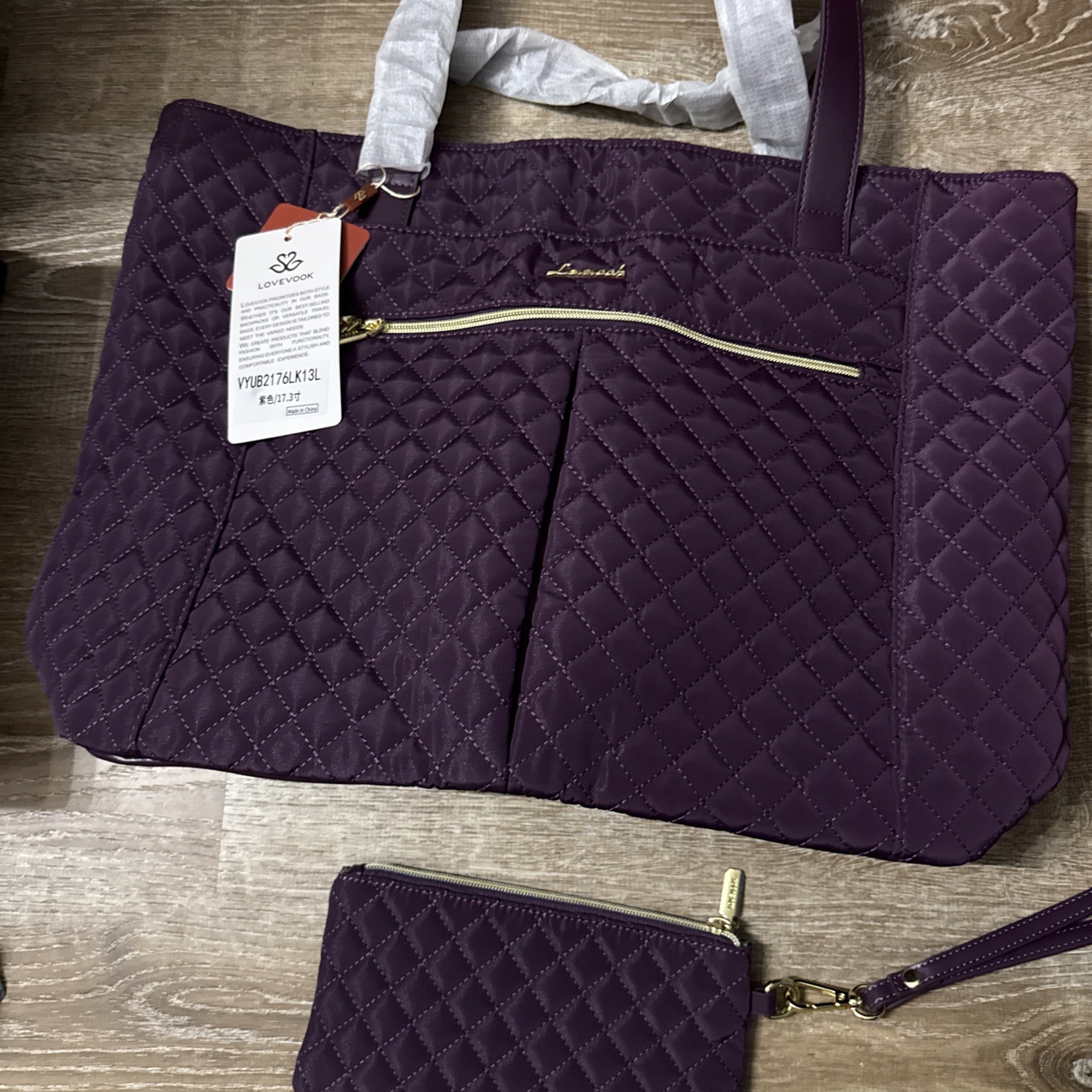 LOVEVOOK Laptop Tote Bag for Women, 20” X 13” Purple-NEW