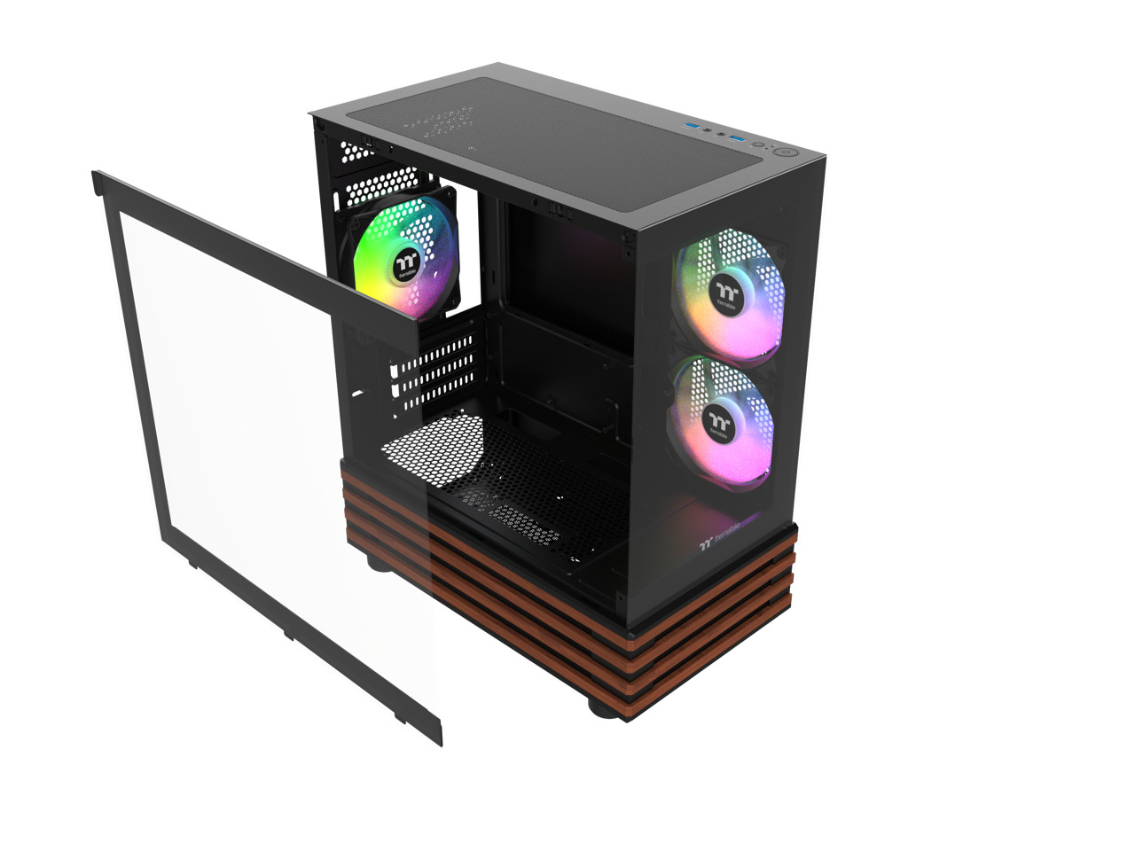 Thermaltake View 170 WS ARGB; Micro Chassis; Bottom Wood Trim; 3x120mm ARGB Lite