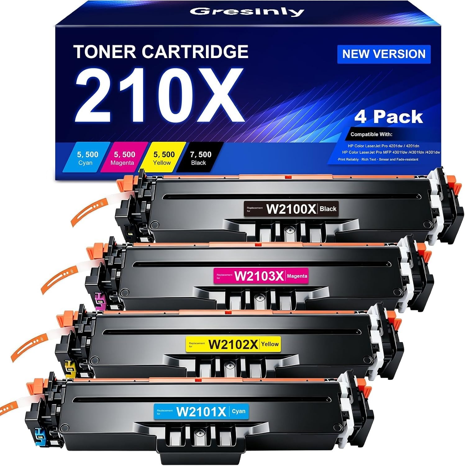 NEW Genuine 210X Toner Cartridges 4 Pack High Yield