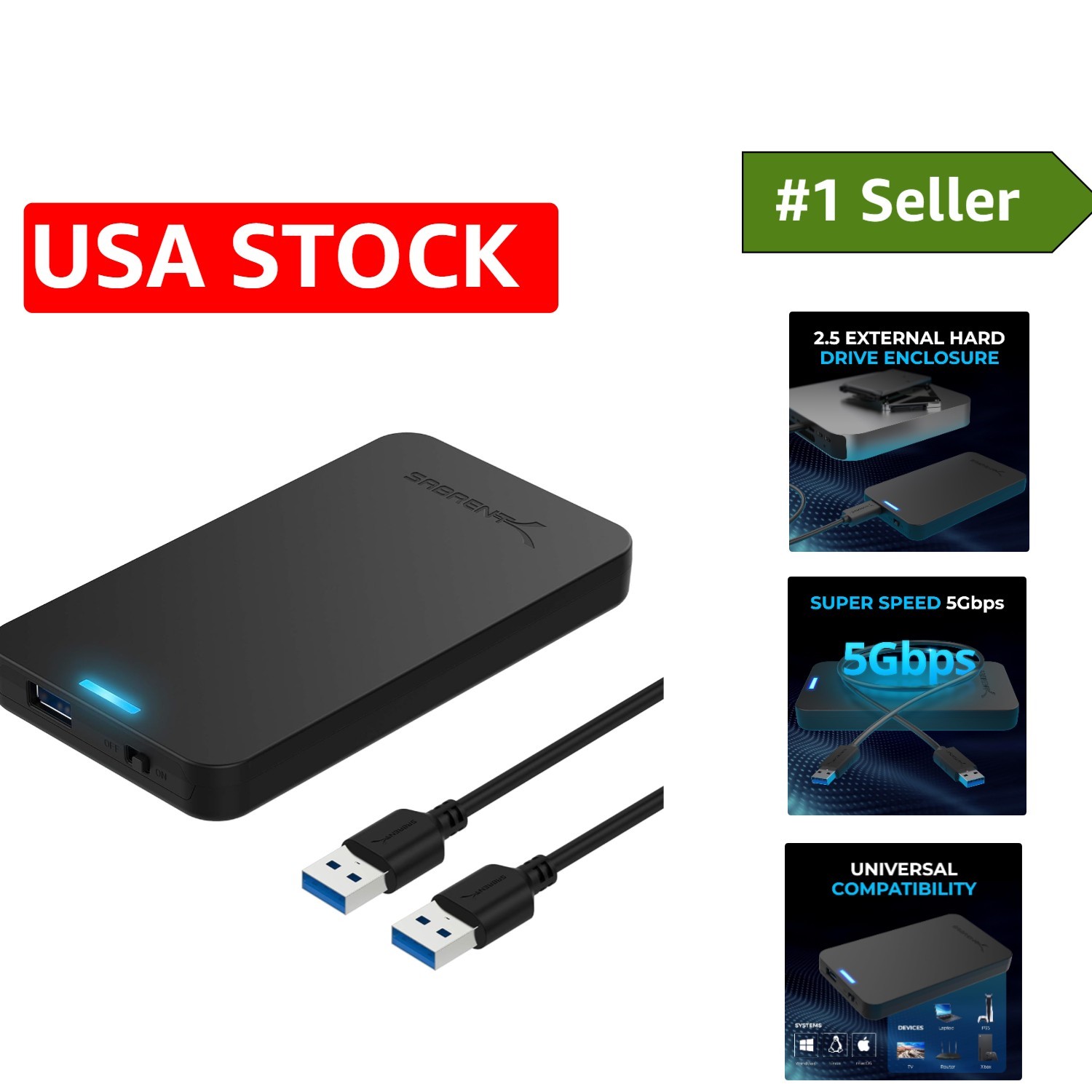 Compact Tool-Free 2.5-Inch SATA to USB 3.0 Case – Supports UASP & Hot-Swap