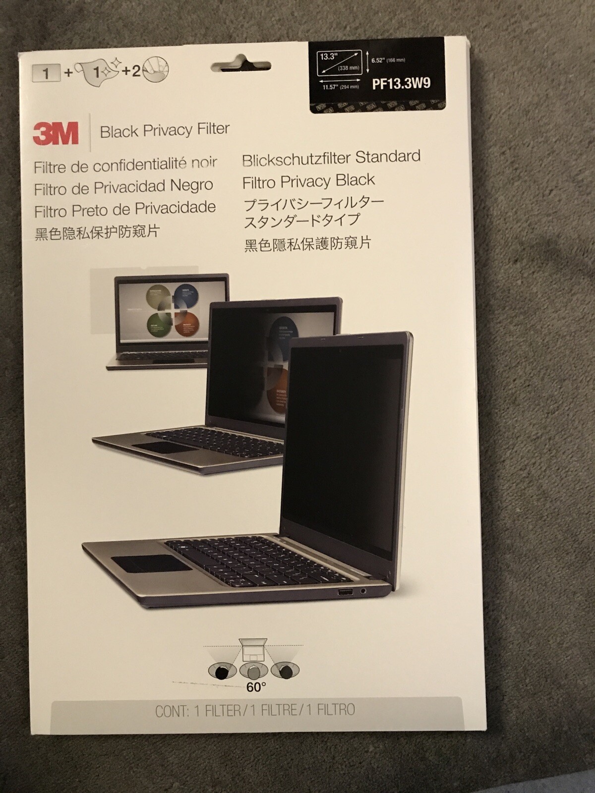 3M PF13.3W9 Notebook Privacy Filter fits 13.3" monitor (Black)