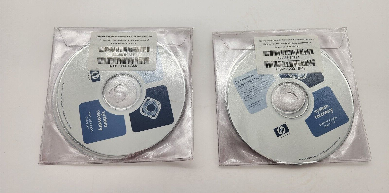 NEW OEM 2002 HP Notebook system recovery disks F4891-12001A zed100