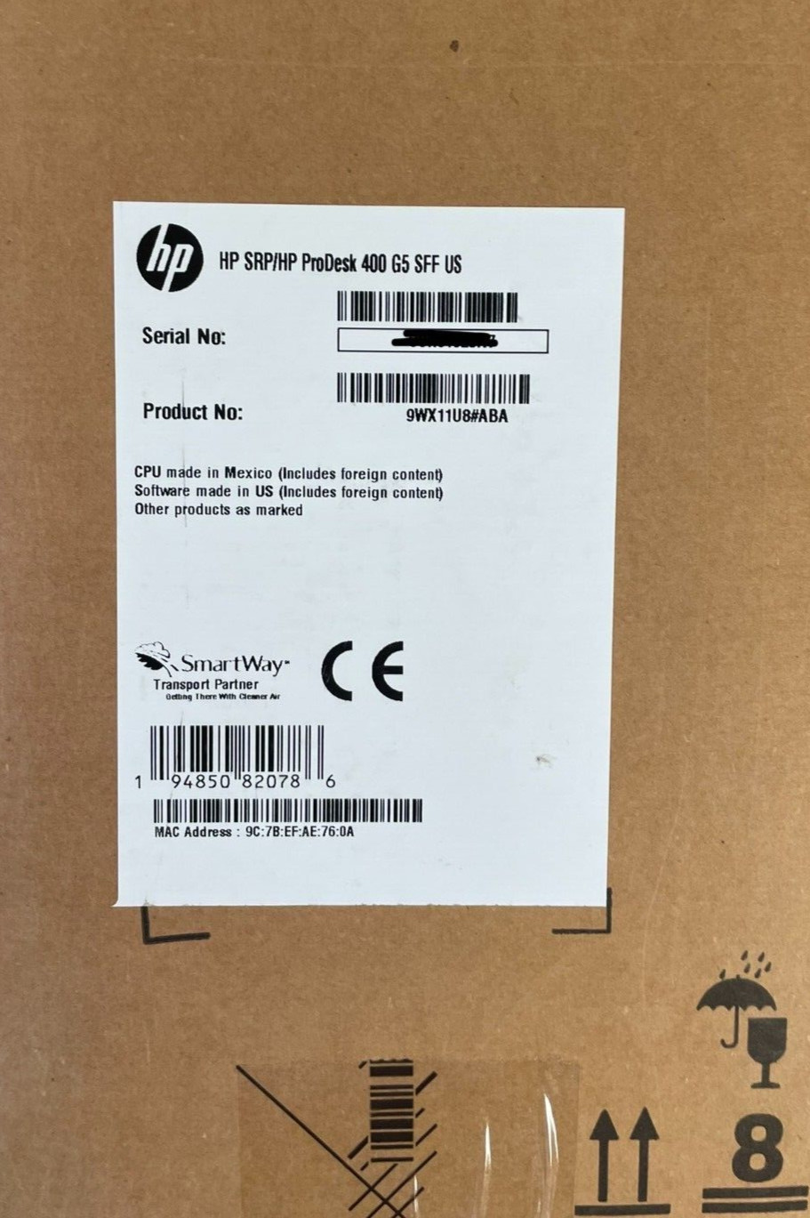 New HP HP ProDesk 400 G5 SFF Desktop PC i5 i5-8500 8GB 512GB SSD 9WX11U8#ABA